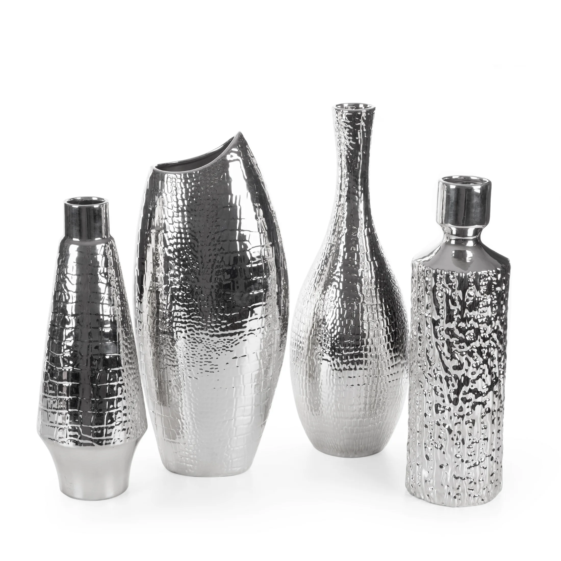 Wazon z dolomitu srebrny dekoracyjny średnica 14x39 cm ERNA