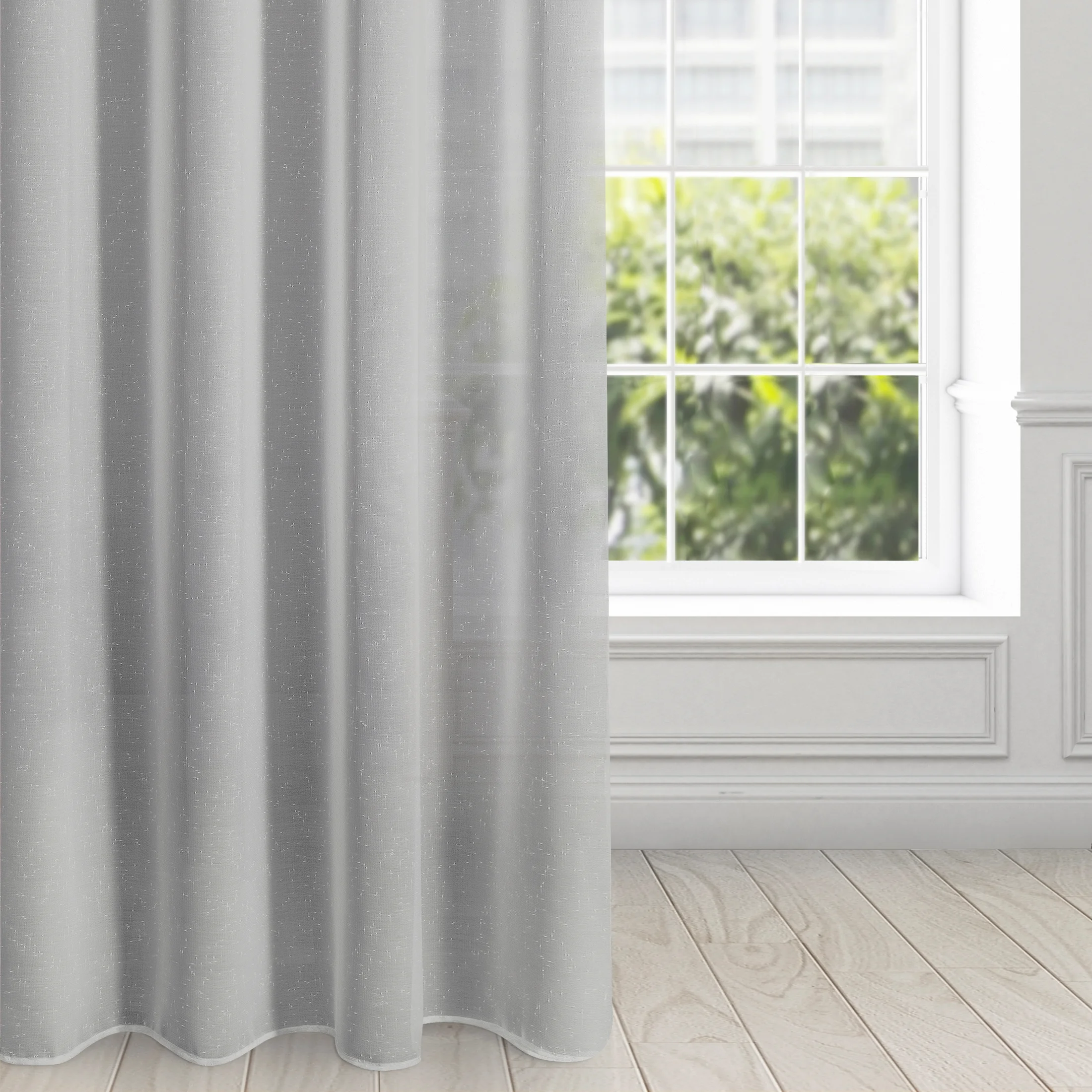 Firana szara z efektem deszczyku półprzezroczysta, matowa 140x250 cm przelotka ANGELA | eurofirany