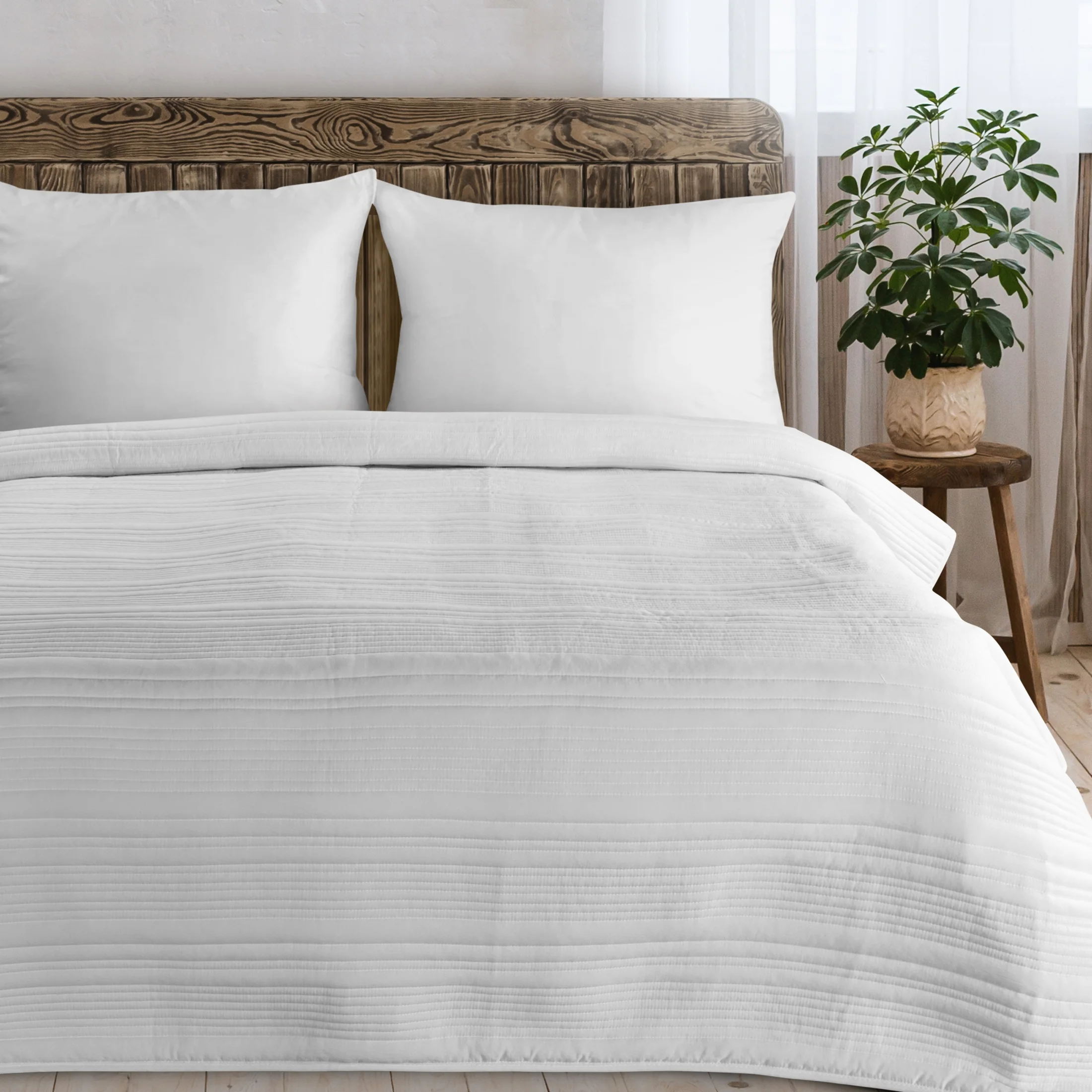 Narzuta matowa biała 220x240 cm pikowana metodą tradycyjną TARA Eurofirany Premium - kolekcja TOLEDO | eurofirany