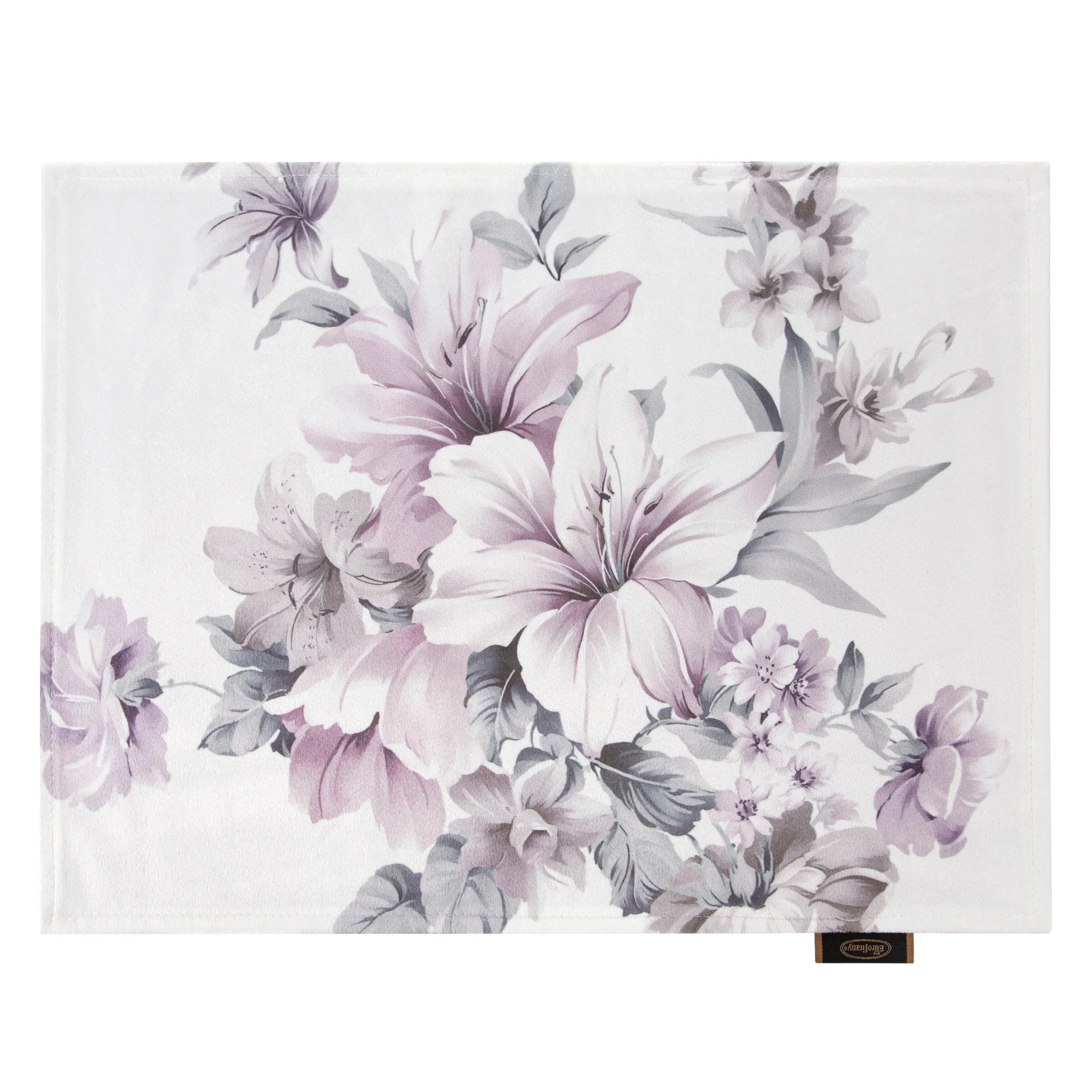 Komplet podkładek 4 szt 30x40 cm pudrowo, kremowy dwustronnych, welwetowych VELVET 5 zdobionych kwiatami