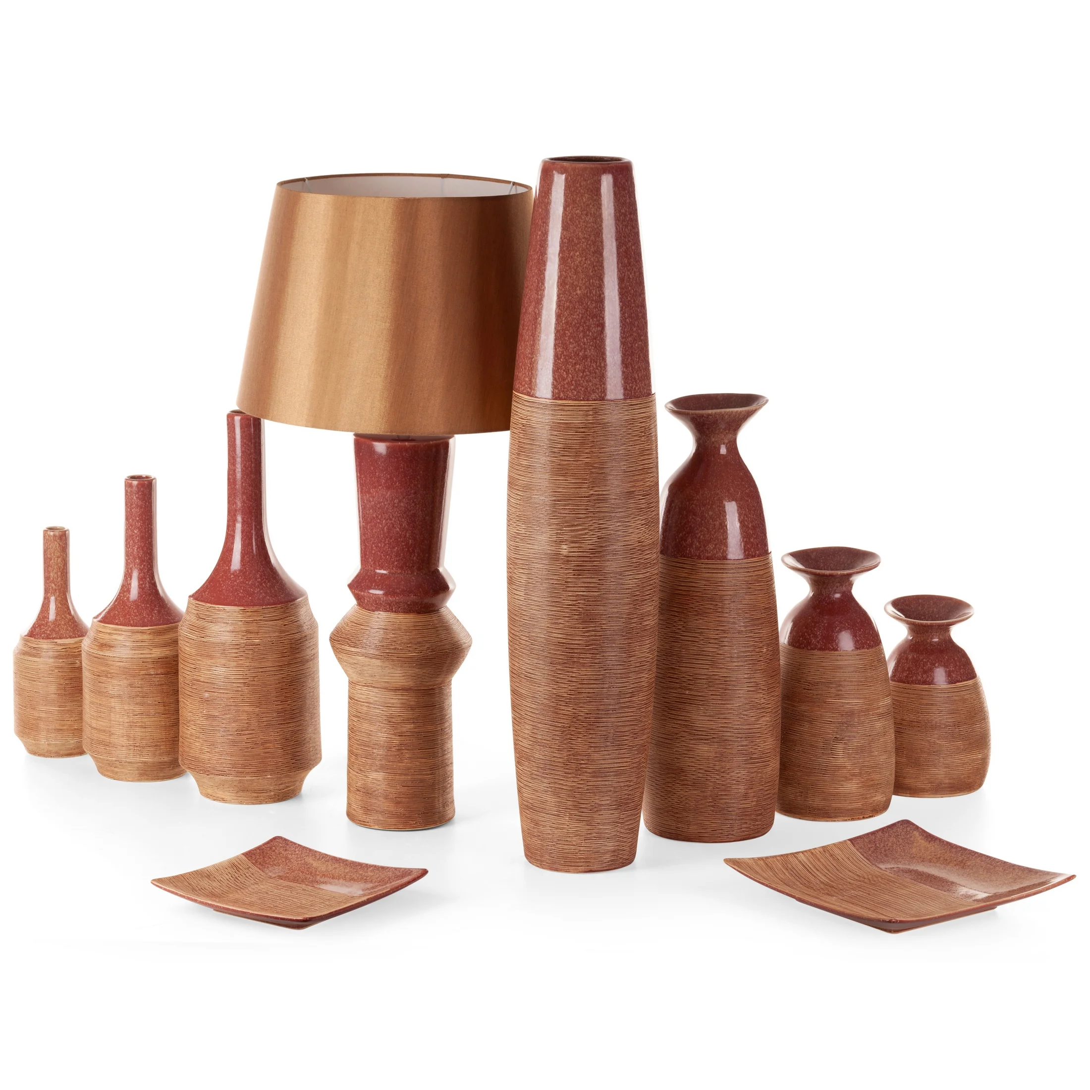 Wazon ceramiczny czerwono-jasnobrązowy 17x16x31 cm ELDA