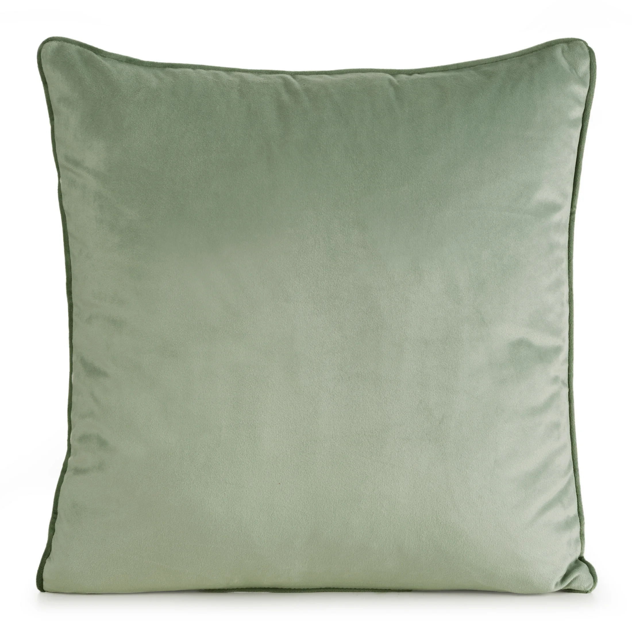 Poszewka na poduszkę 45x45 cm welwetowa kolor jasnomiętowy o delikatnym połysku z ozdobną lamówką GAJA 2 | eurofirany