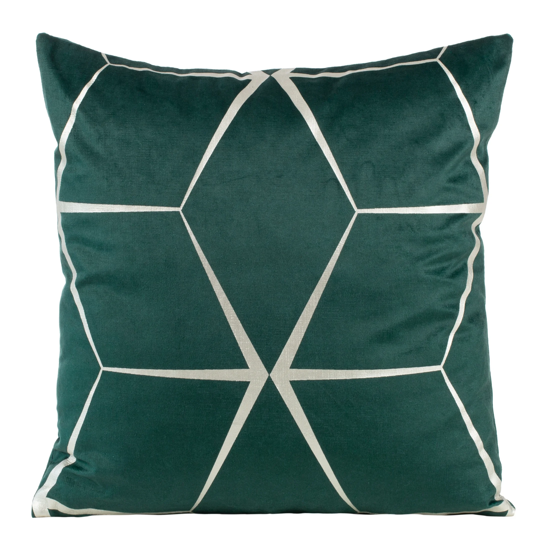 Poszewka na poduszkę 45x45 cm welwetowa ciemnozielona z nadrukiem geometrycznym BLINK 28 | eurofirany