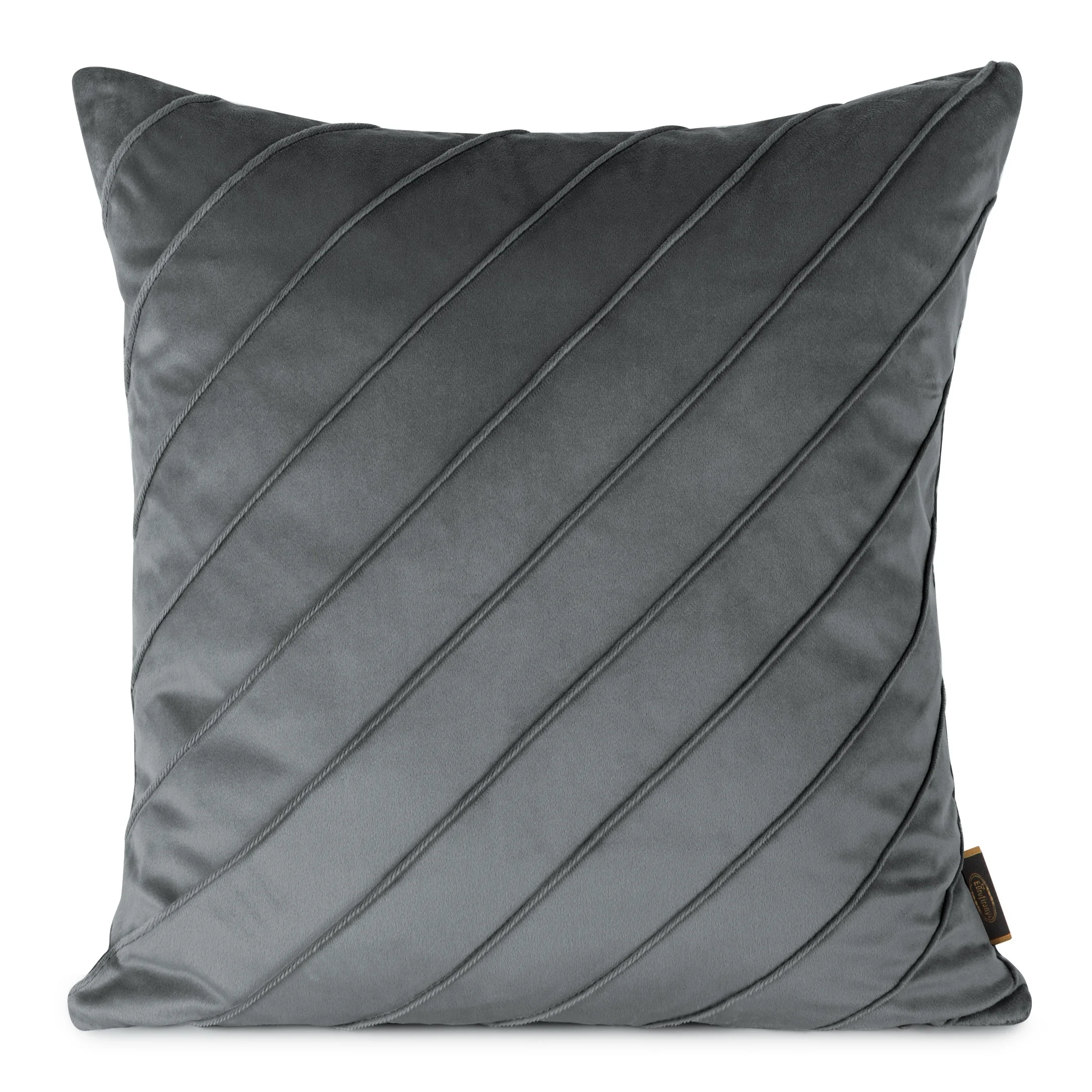 Poszewka na poduszkę 45x45 cm welwetowa stalowa z geometrycznym przeszywanym wzorem NALA Eurofirany Premium | 