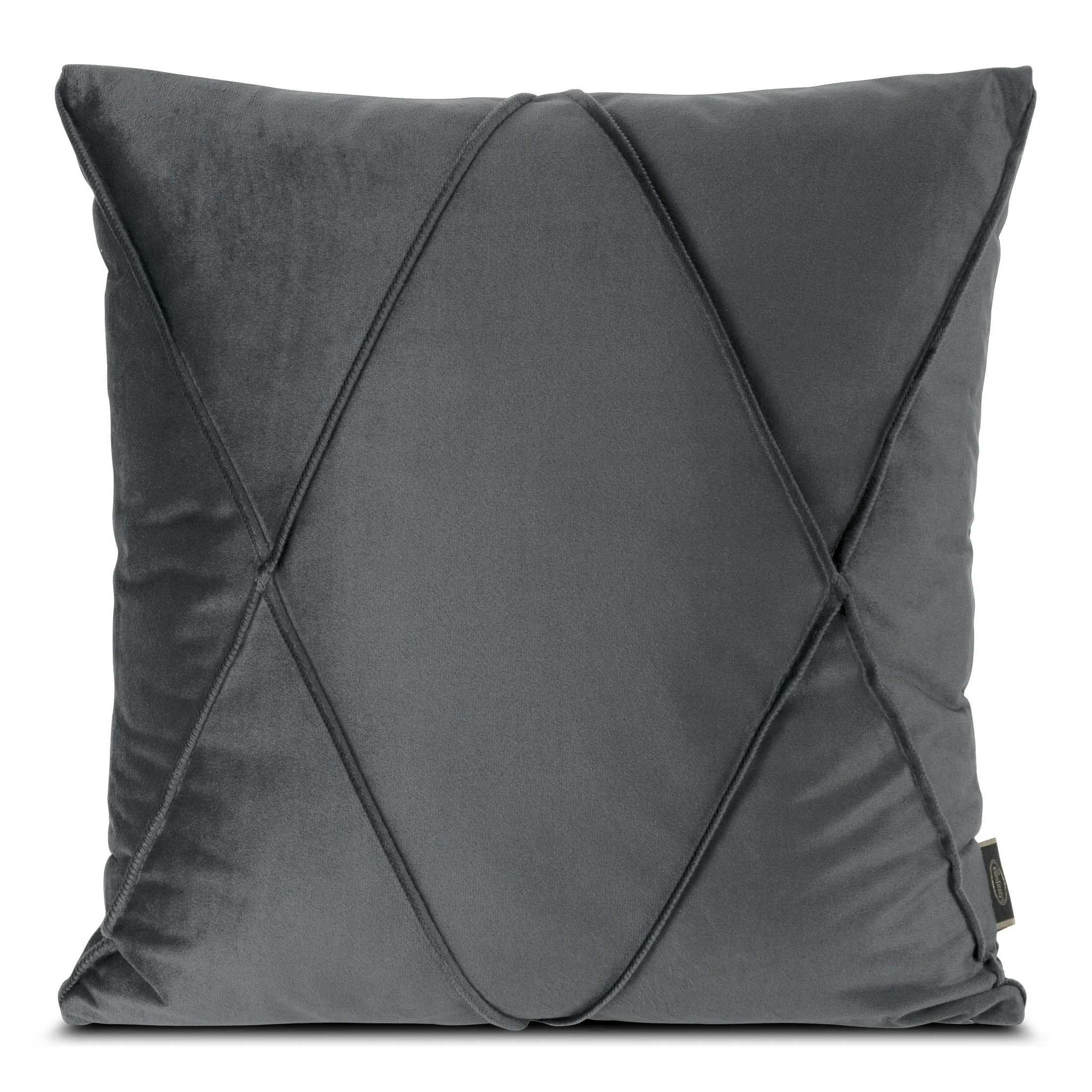 Poszewka na poduszkę 45x45 cm welwetowa stalowa z geometrycznym przeszywanym wzorem NALA 1 Eurofirany Premium | 