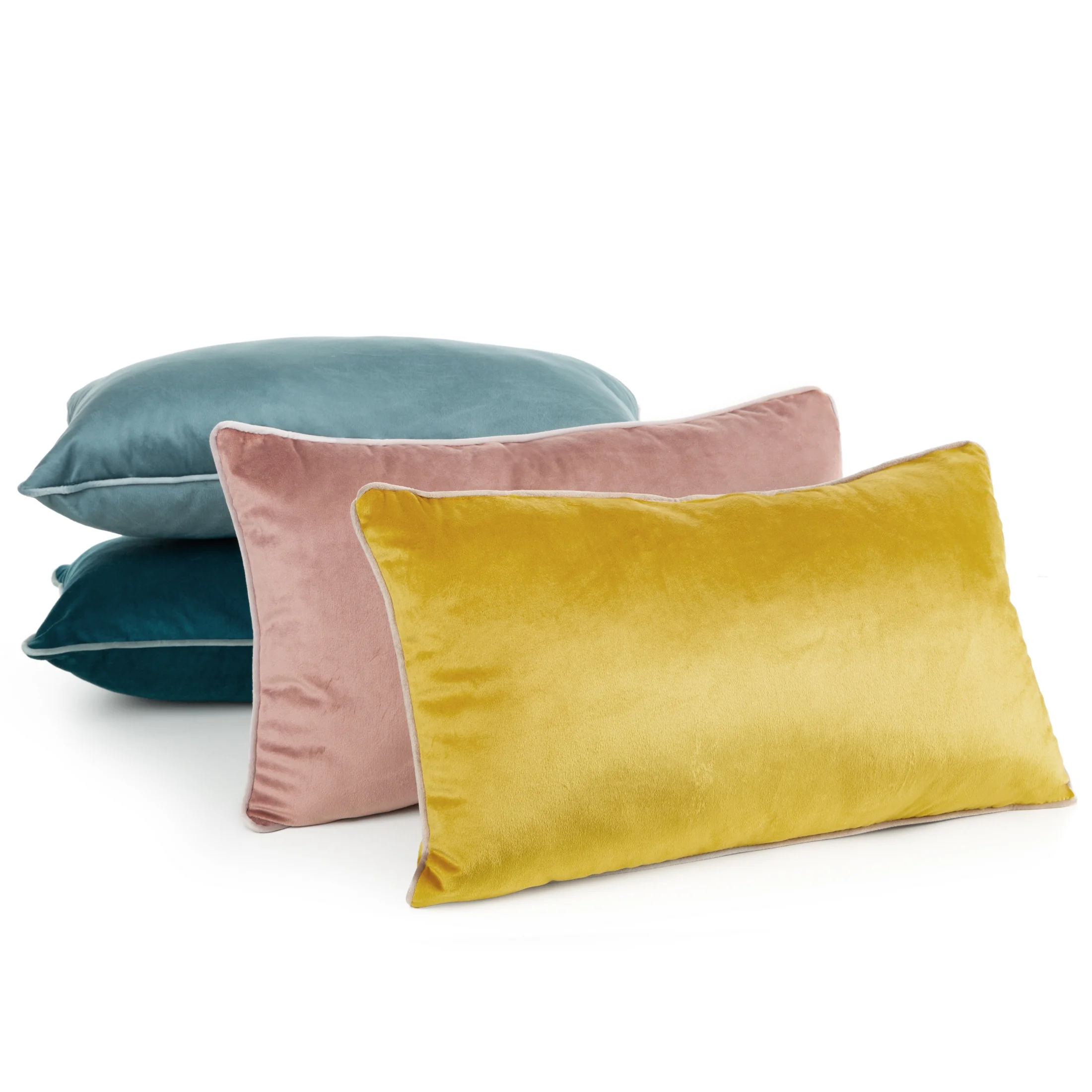 Poduszka 30 x 50 cm welwetowa ciemnoturkusowa z kontrastującą lamówką GAJA 3