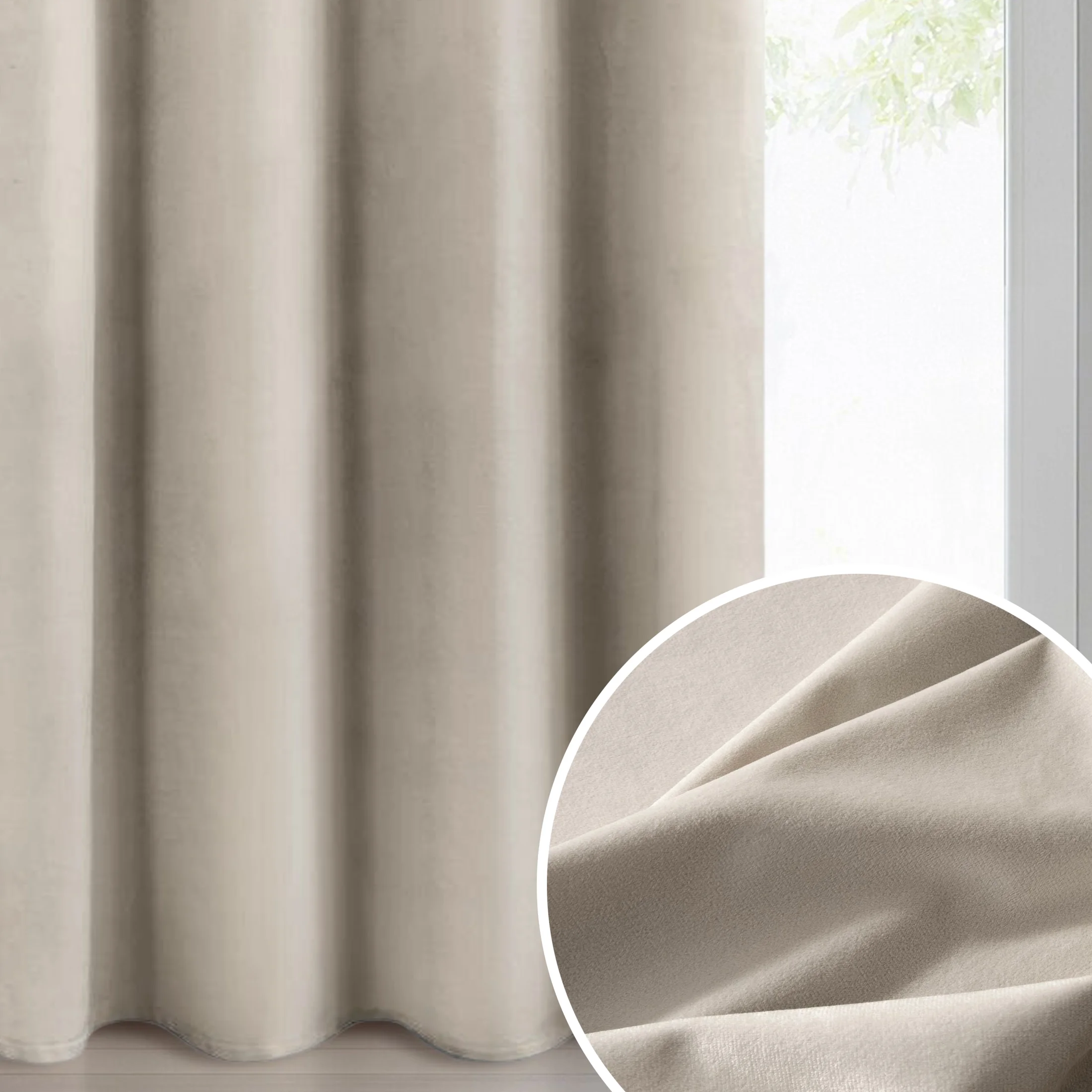 Zasłona beżowa z matowego welwetu 140x260 cm przelotka - MELANIE | eurofirany