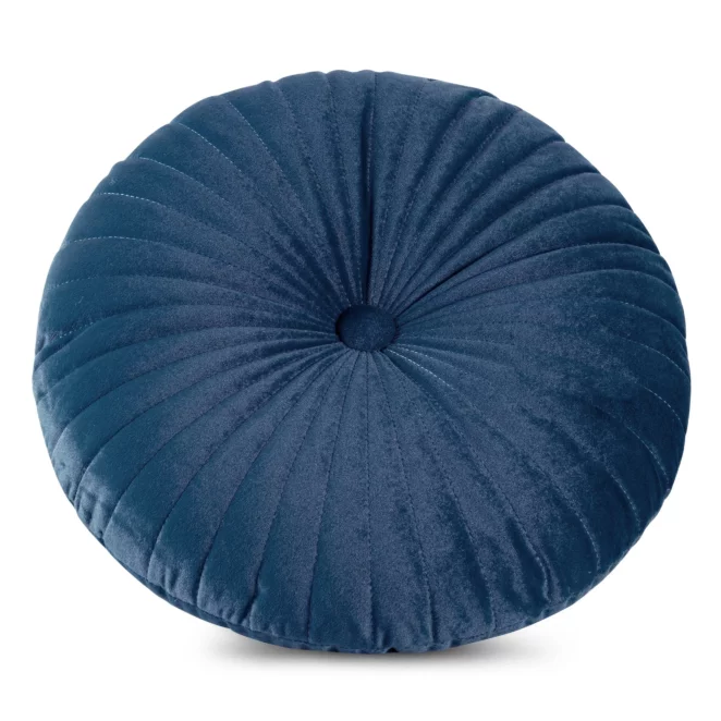 Poduszka okrągła średnica 40 cm welwetowa granatowa pikowana, z wypełnieniem VELVET 68
