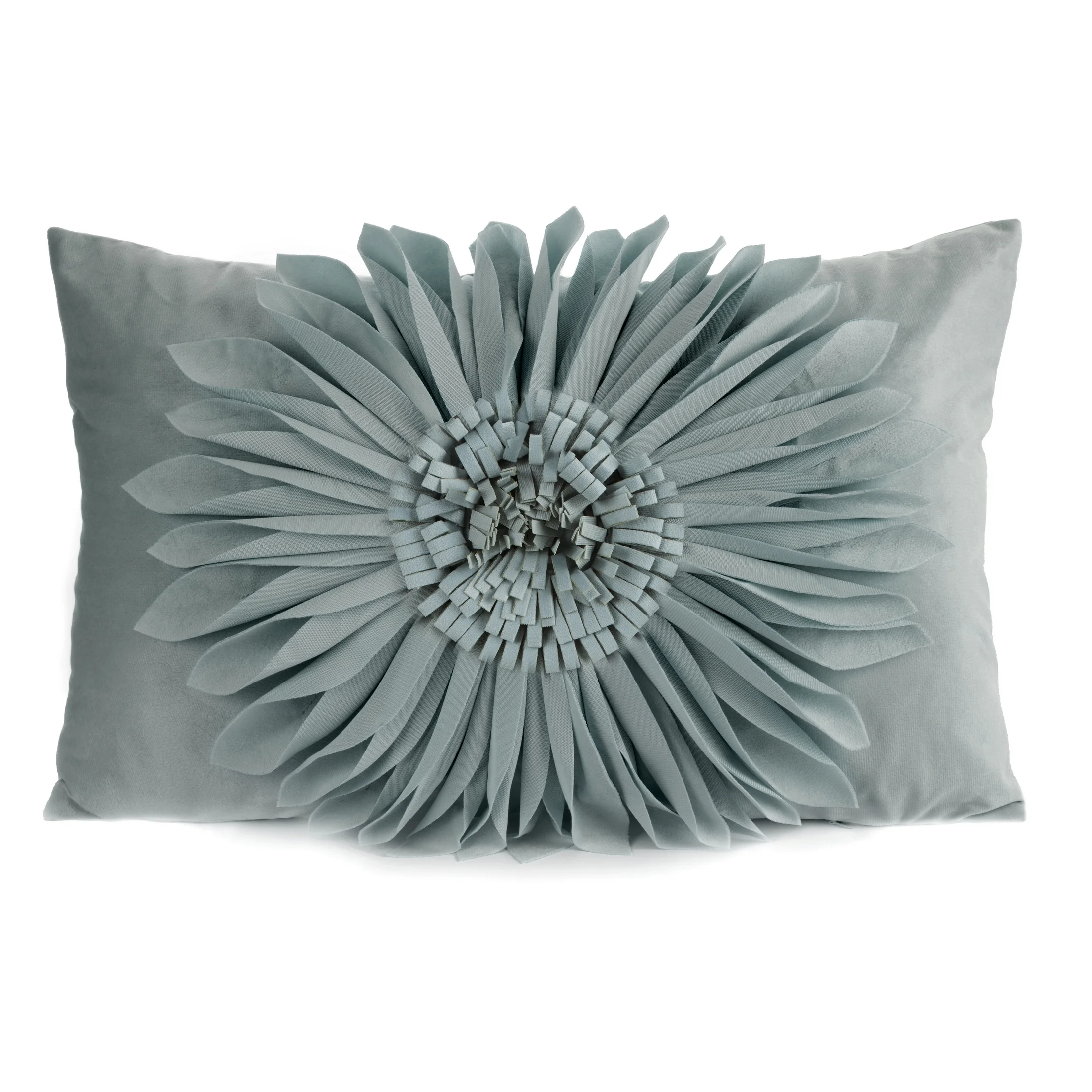 Poszewka na poduszkę 30 x 50 cm z welwetu kolor miętowy zdobiona dużym kwiatem 3D FLORES 3 | eurofirany