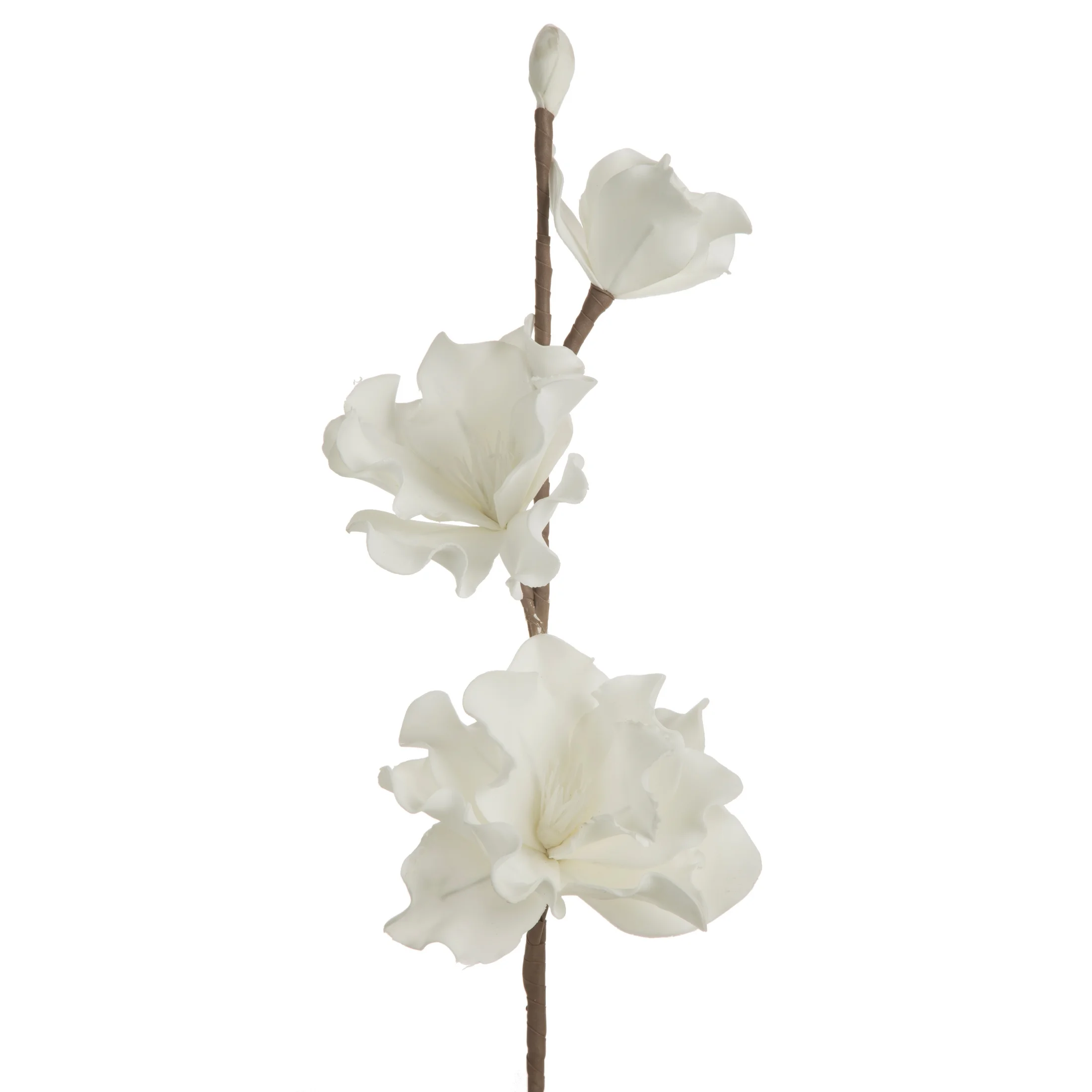 Kwiat sztuczny biały z plastycznej pianki foamiran 74 cm