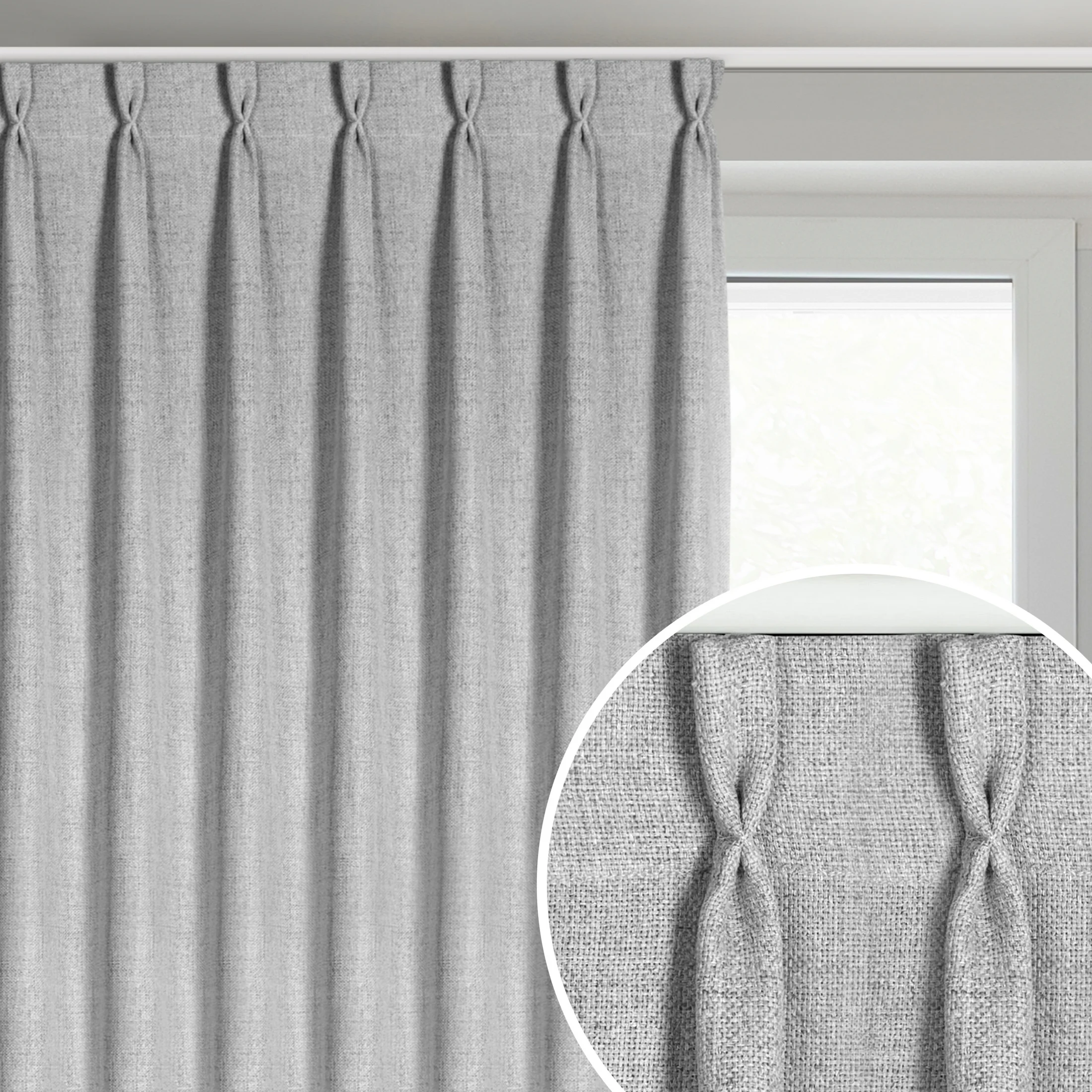 Zasłona srebrna o płóciennym splocie z efektem melanżu 125x270 cm (wymiar podany na gotowo) system flex - JULA | eurofirany