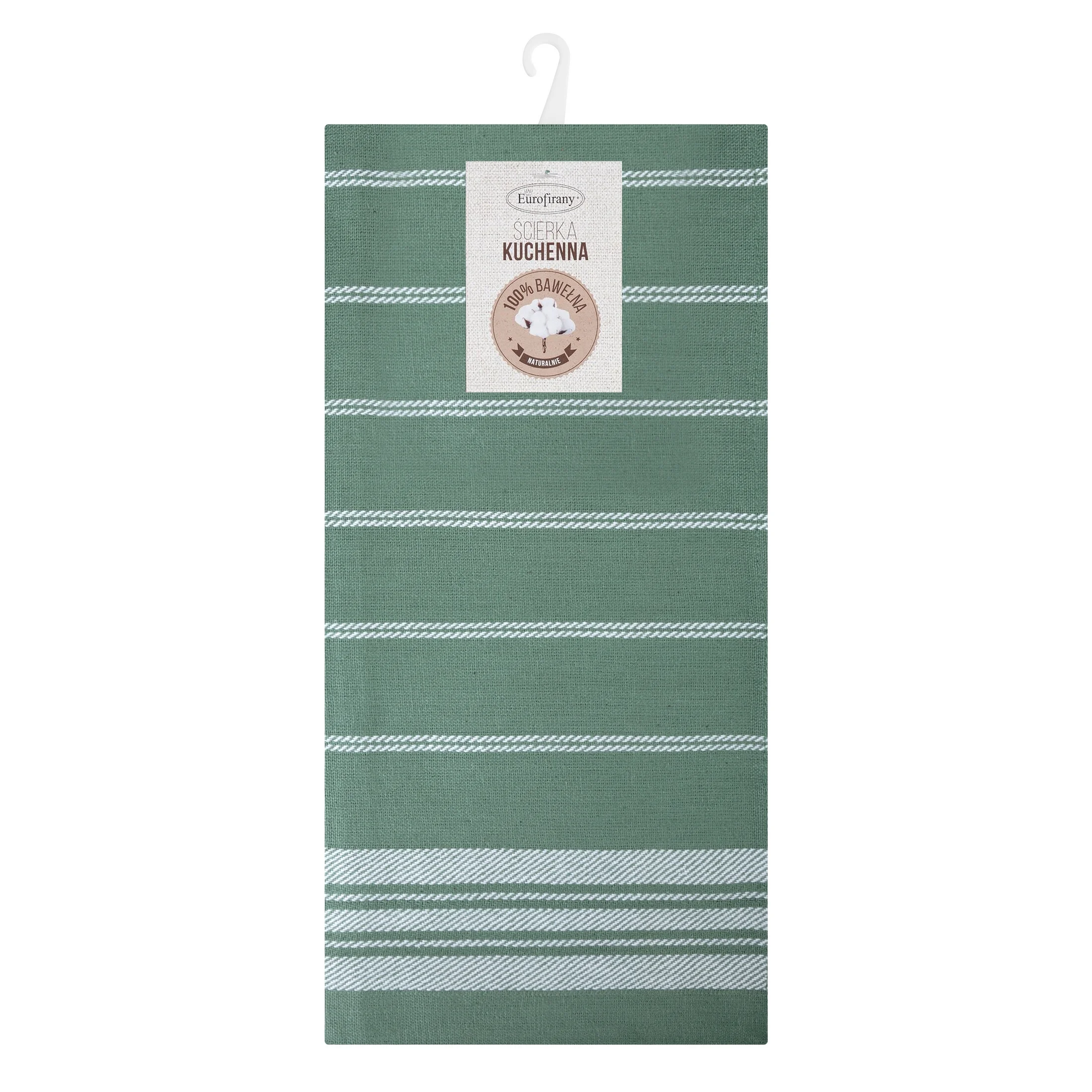 Komplet ściereczek kuchennych 2szt 50x70 cm bawełniany kolor zielony w kratkę oraz subtelne pasy 200 g/m2 RUBI