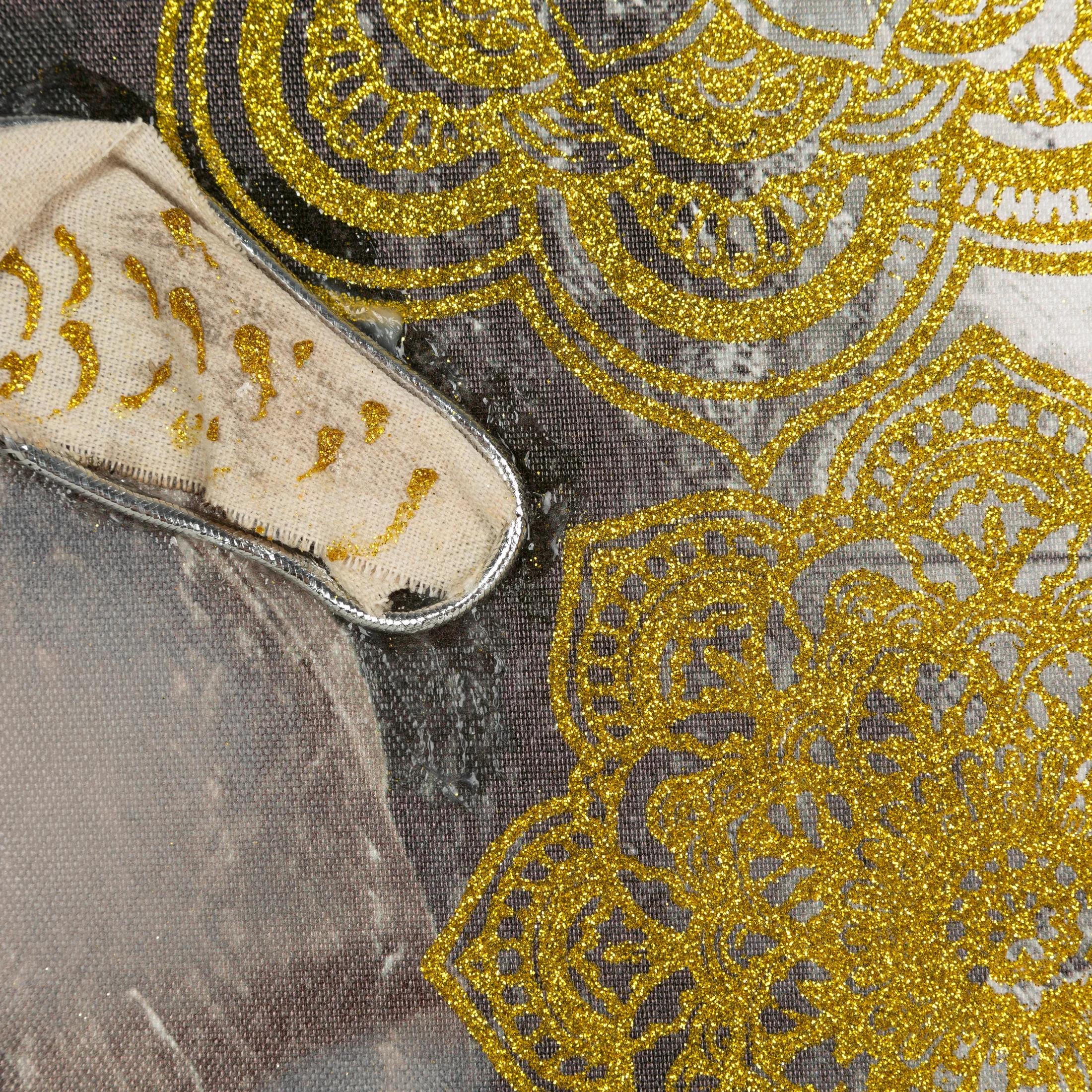 Obraz postaci beżowo, złoty na płótnie ze złotymi elementami 80x80 cm ADELE