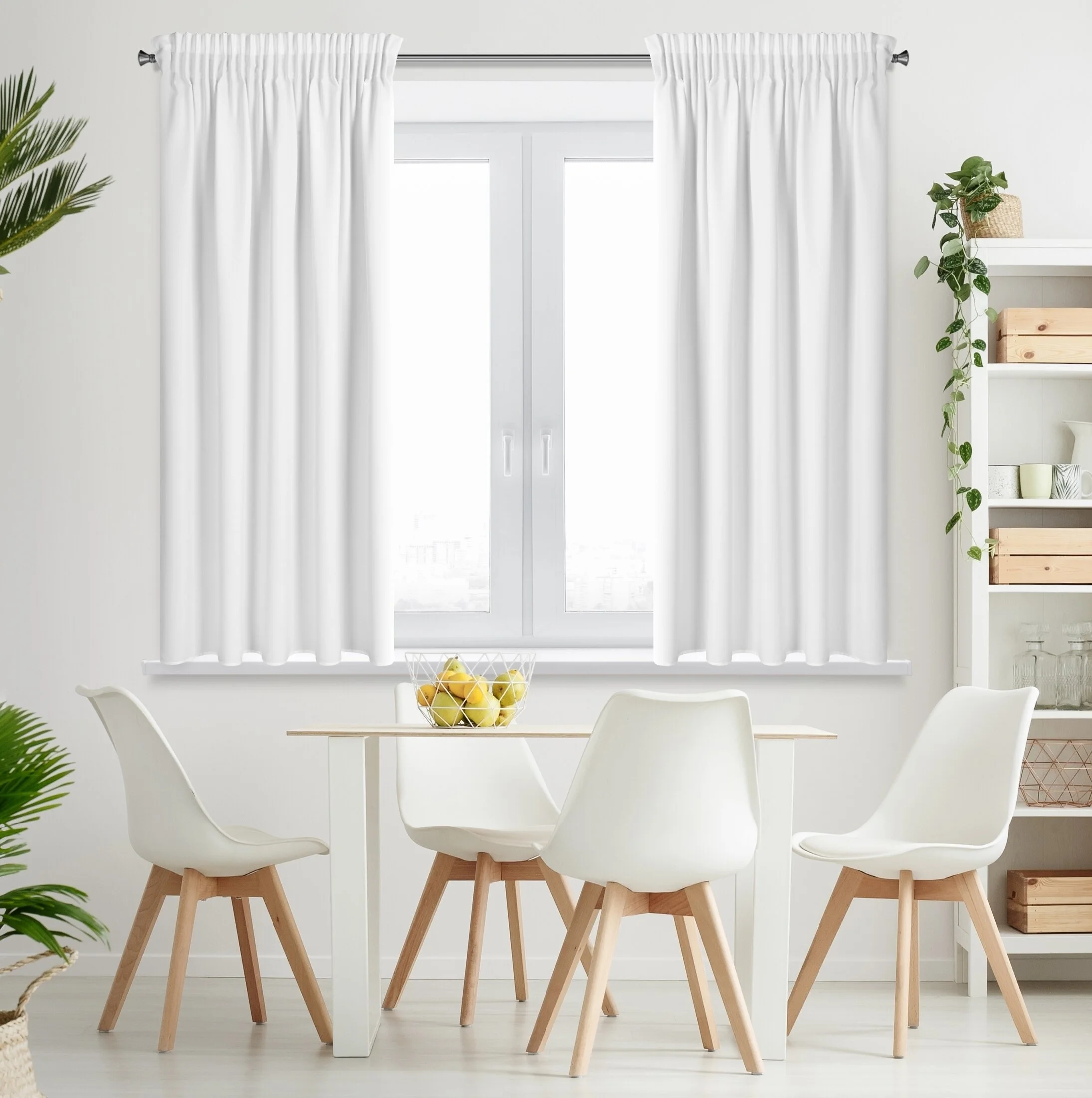 Zasłona biała z matowej gładkiej tkaniny 140x175 cm taśma - RITA