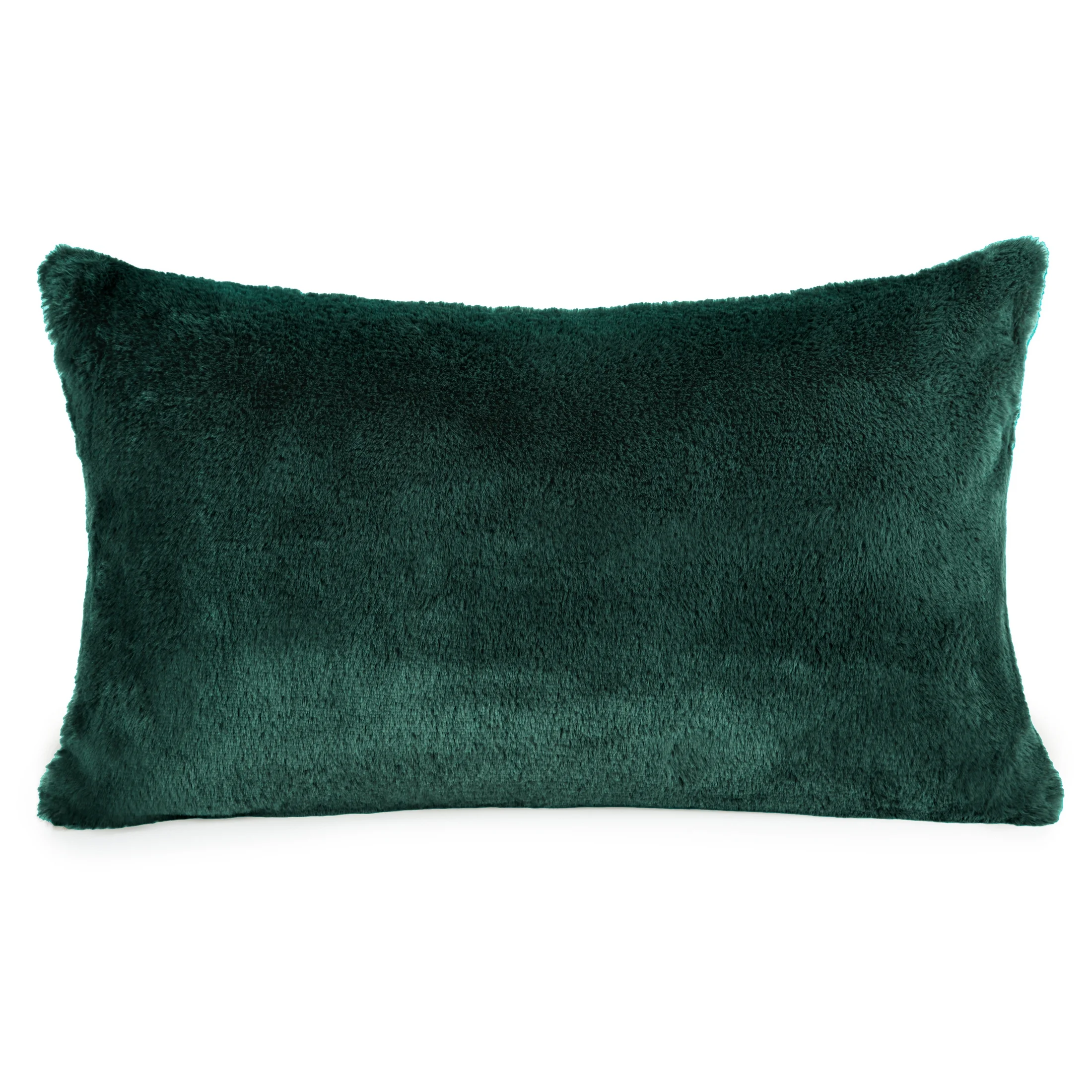 Poszewka na poduszkę 30x50 cm ciemnozielona z miękkiej futrzanej tkaniny NINA | eurofirany