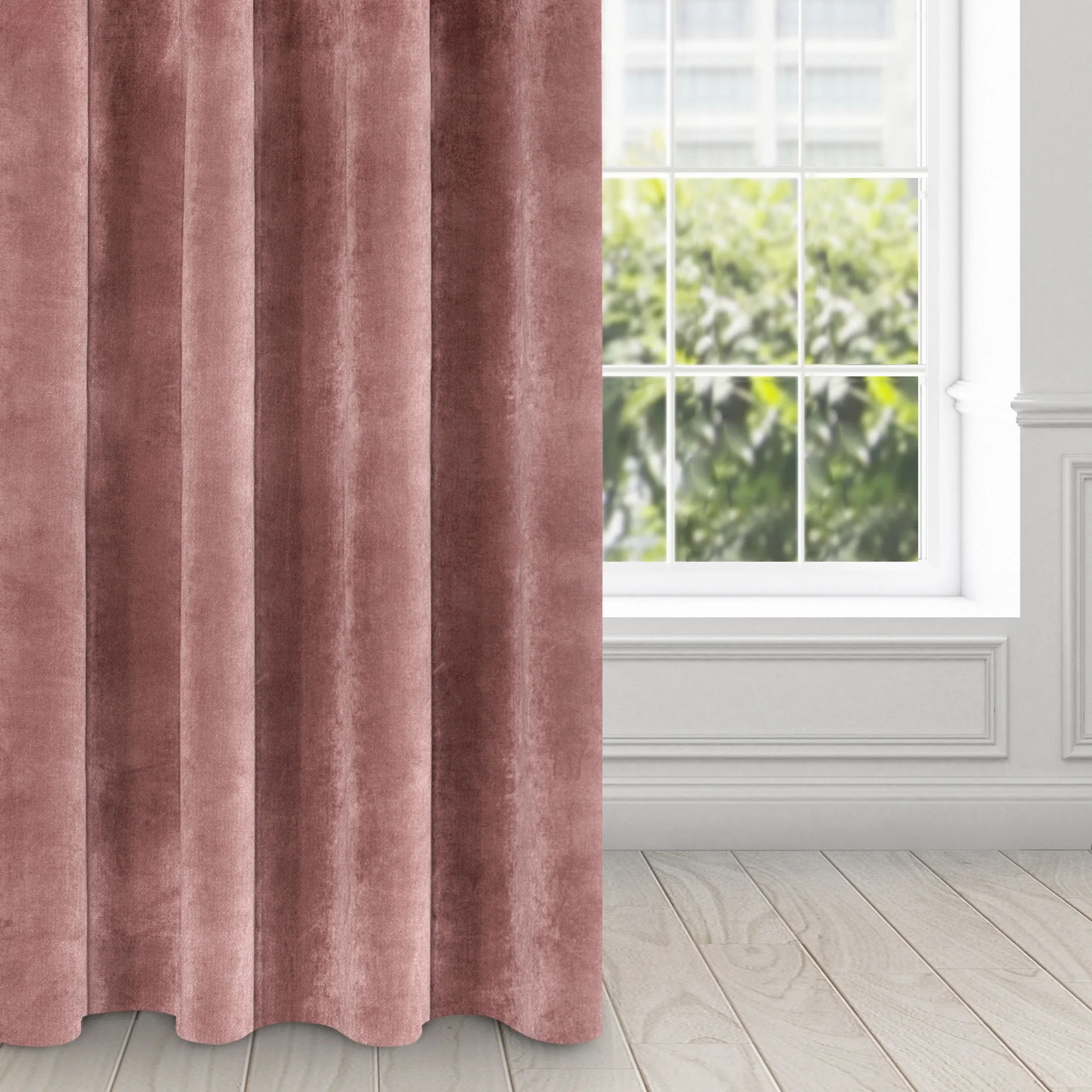 Zasłona ciemnoróżowa z ekskluzywnego aksamitnego welwetu 290 g/m2 140x250 cm 10 szt. przelotek - RIA - Diva Line | eurofirany