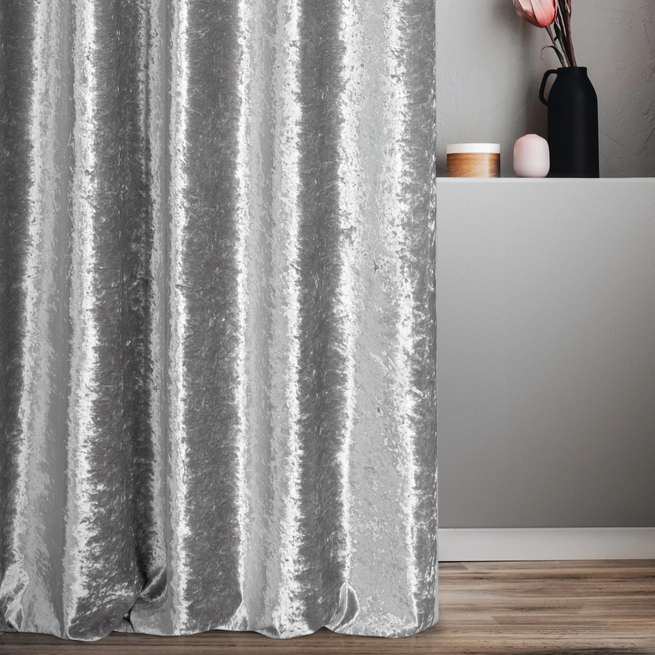 Tkanina zasłonowa, gruba, welwetowa, z połyskiem i efektem gniecenia