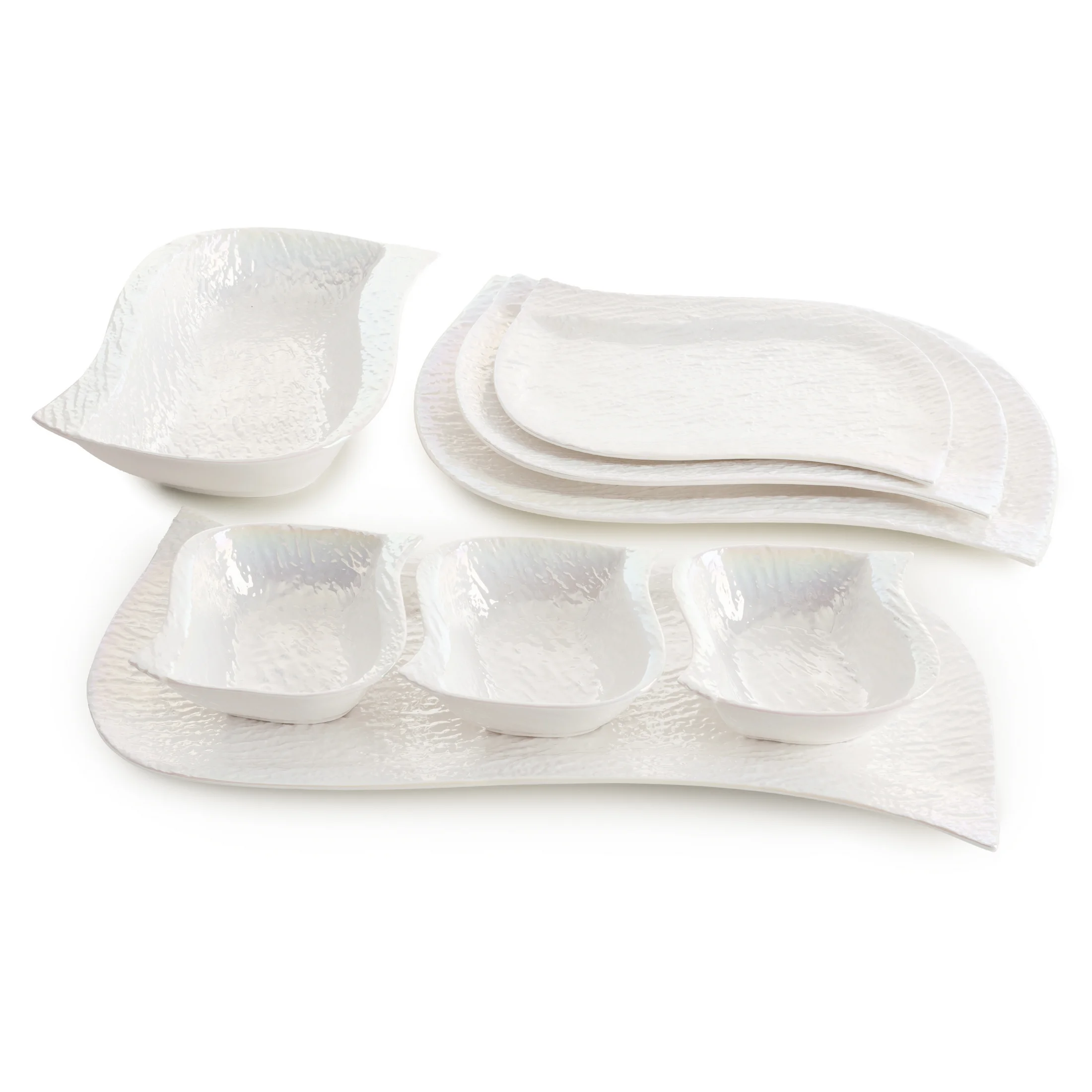 Misa ceramiczna dekoracyjna perłowa zdobiona wypukłym wzorem 26x18x5 cm NINA