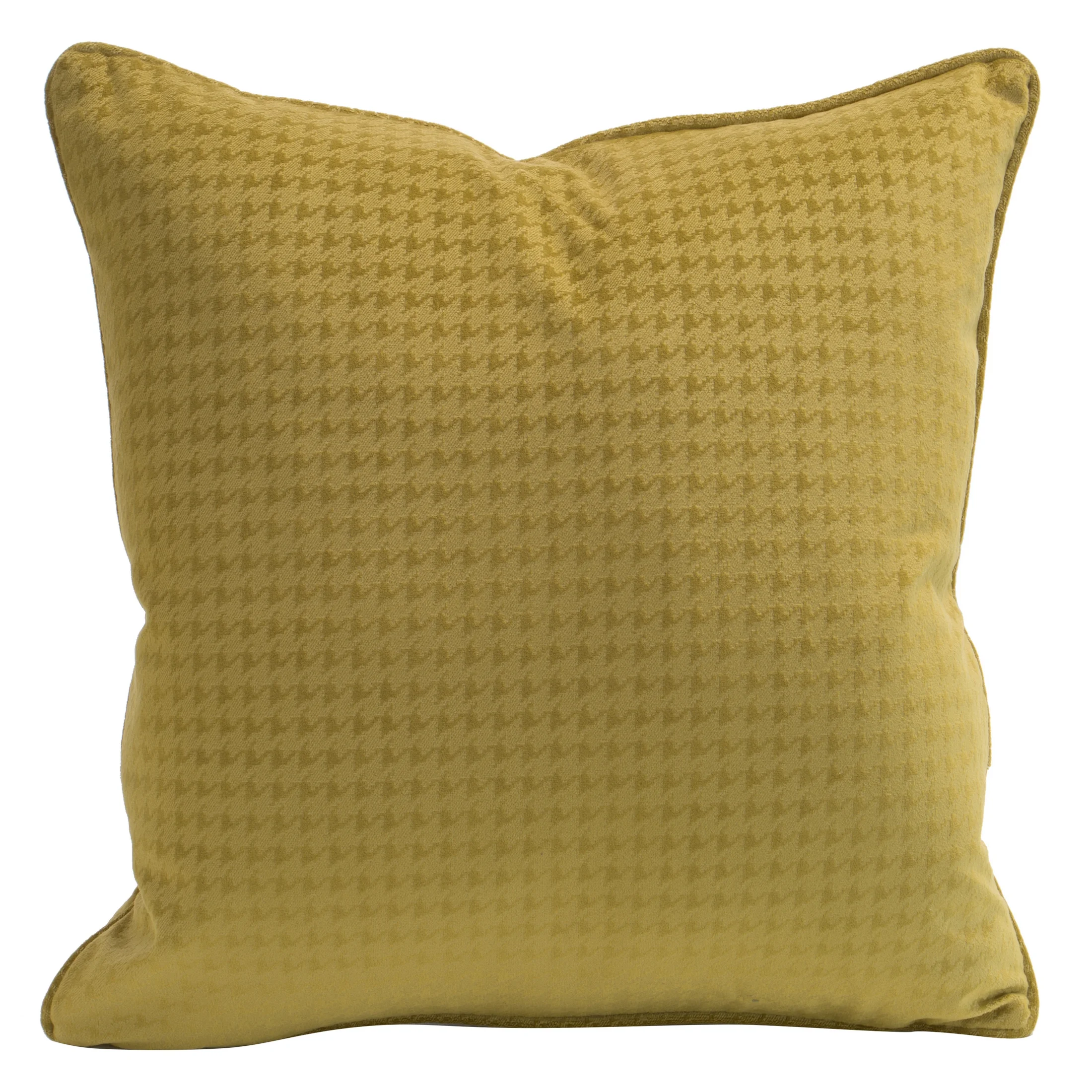 Poszewka na poduszkę 40x40 cm welwetowa kolor musztardowy wytłaczana w pepitkę z ozdobną wypustką AMELIA | eurofirany