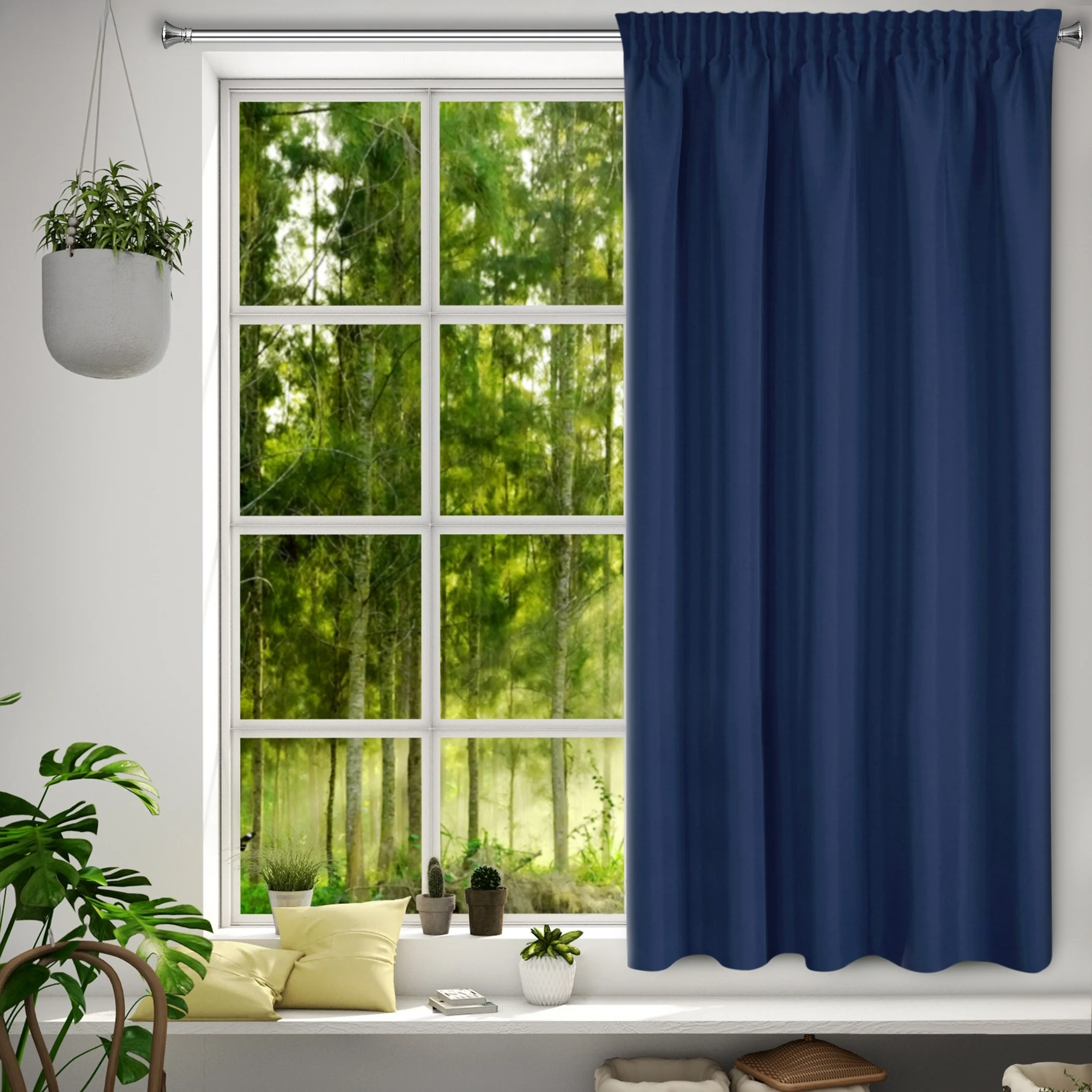 Zasłona granatowa z matowej gładkiej tkaniny 140x175 cm taśma - RITA | eurofirany