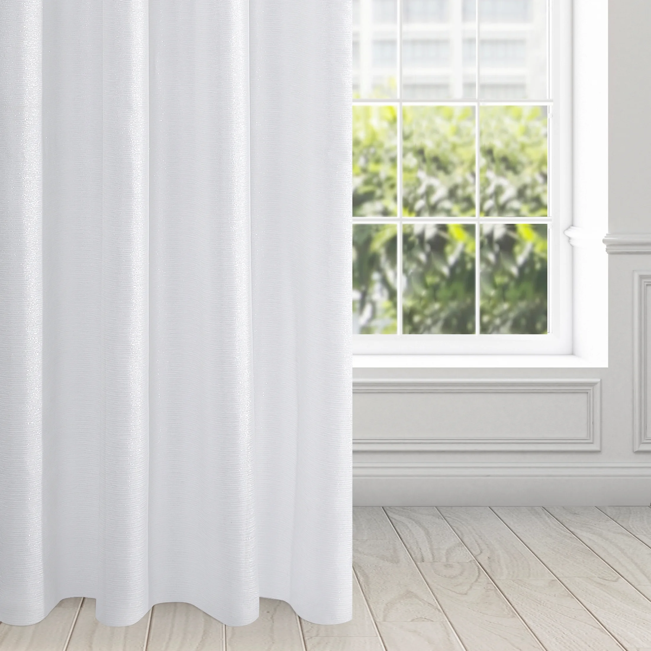 Firana biała przetykana srebrną nicią 140x250 cm przelotka ARLONA | eurofirany