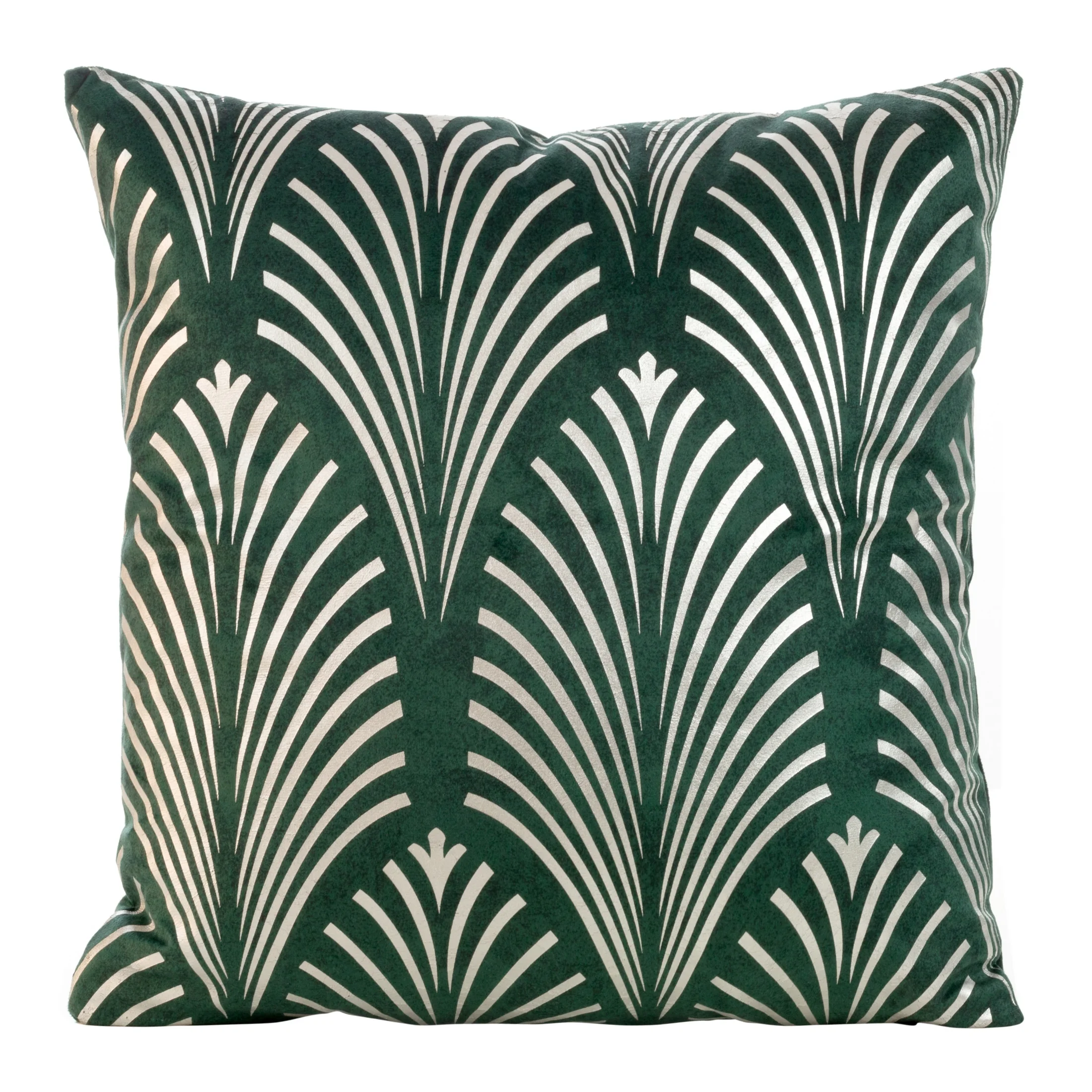 Poszewka na poduszkę 45x45 cm welwetowa ciemnozielona z srebrnym nadrukiem BLINK 27 | eurofirany