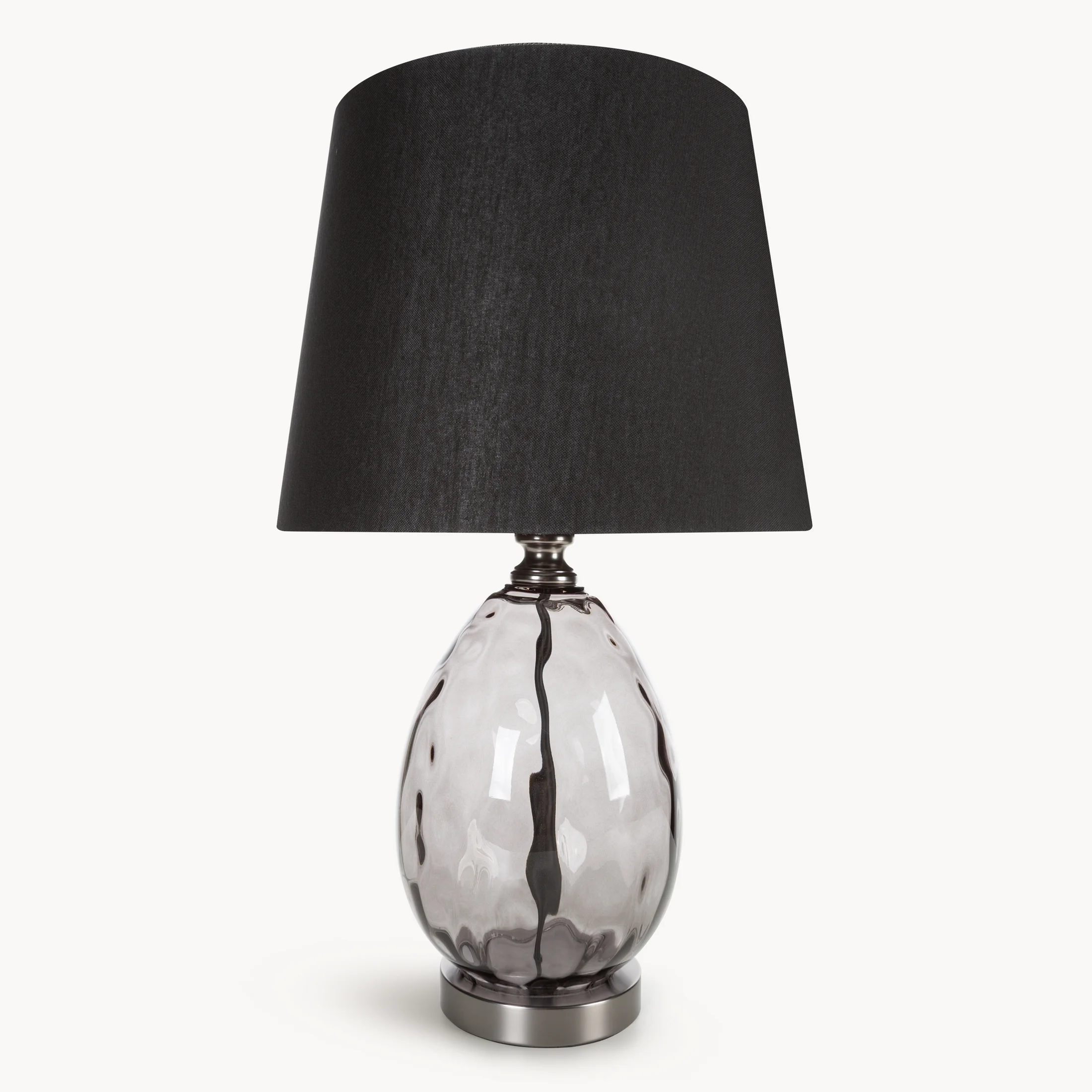 Lampa stołowa nocna czarna MAYA z podstawą z dymionego szkła