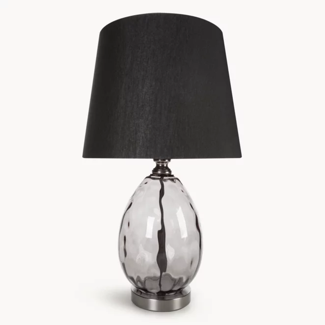 Lampa stołowa nocna czarna z podstawą z dymionego szkła 30 x 59 cm MAYA