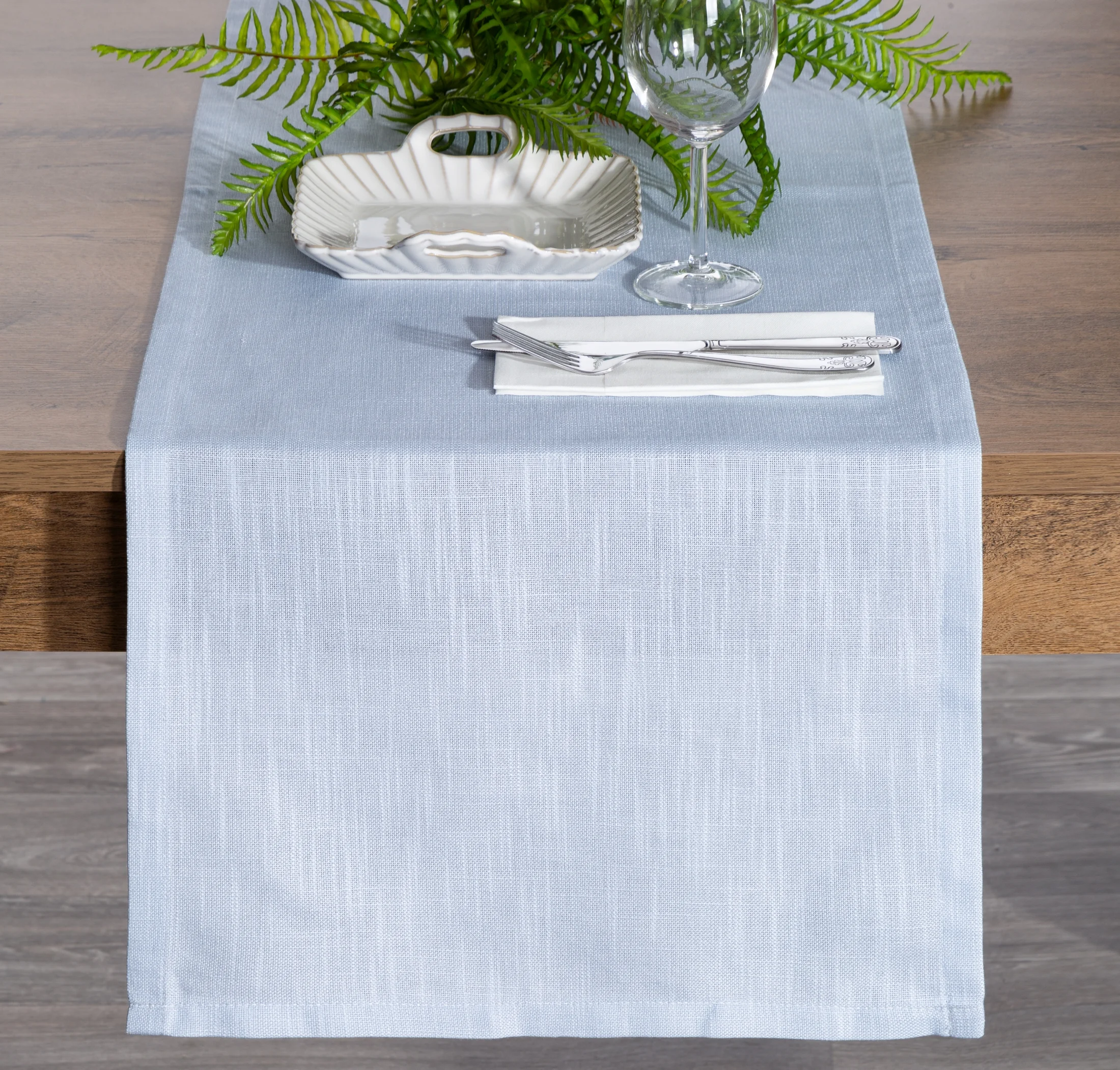 Bieżnik na stół 40x140 cm popielaty SUMMER 8 z gładkiej i miękkiej tkaniny