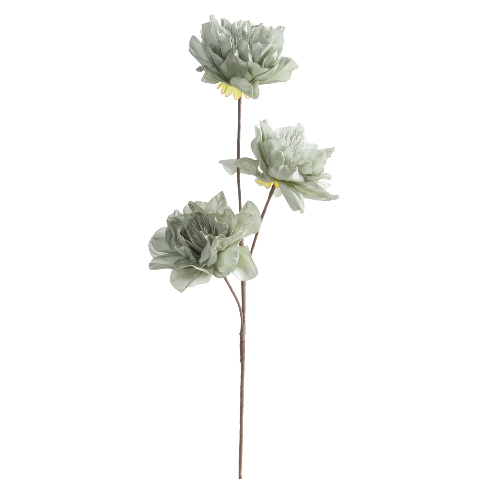 Kwiat sztuczny jasnozielony z plastycznej pianki foamiran 63 cm