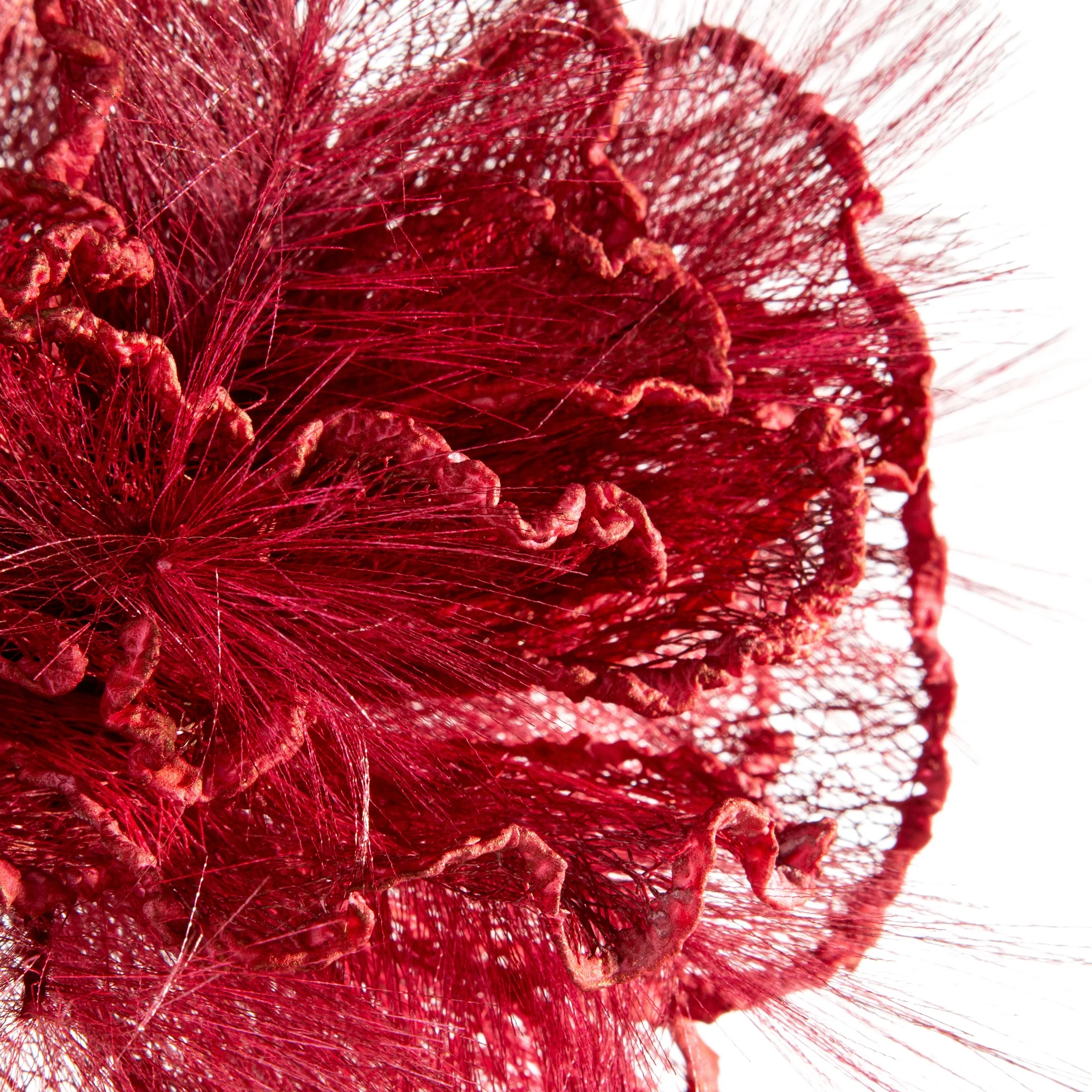 Kwiat sztuczny czerwony z siateczki 80 cm