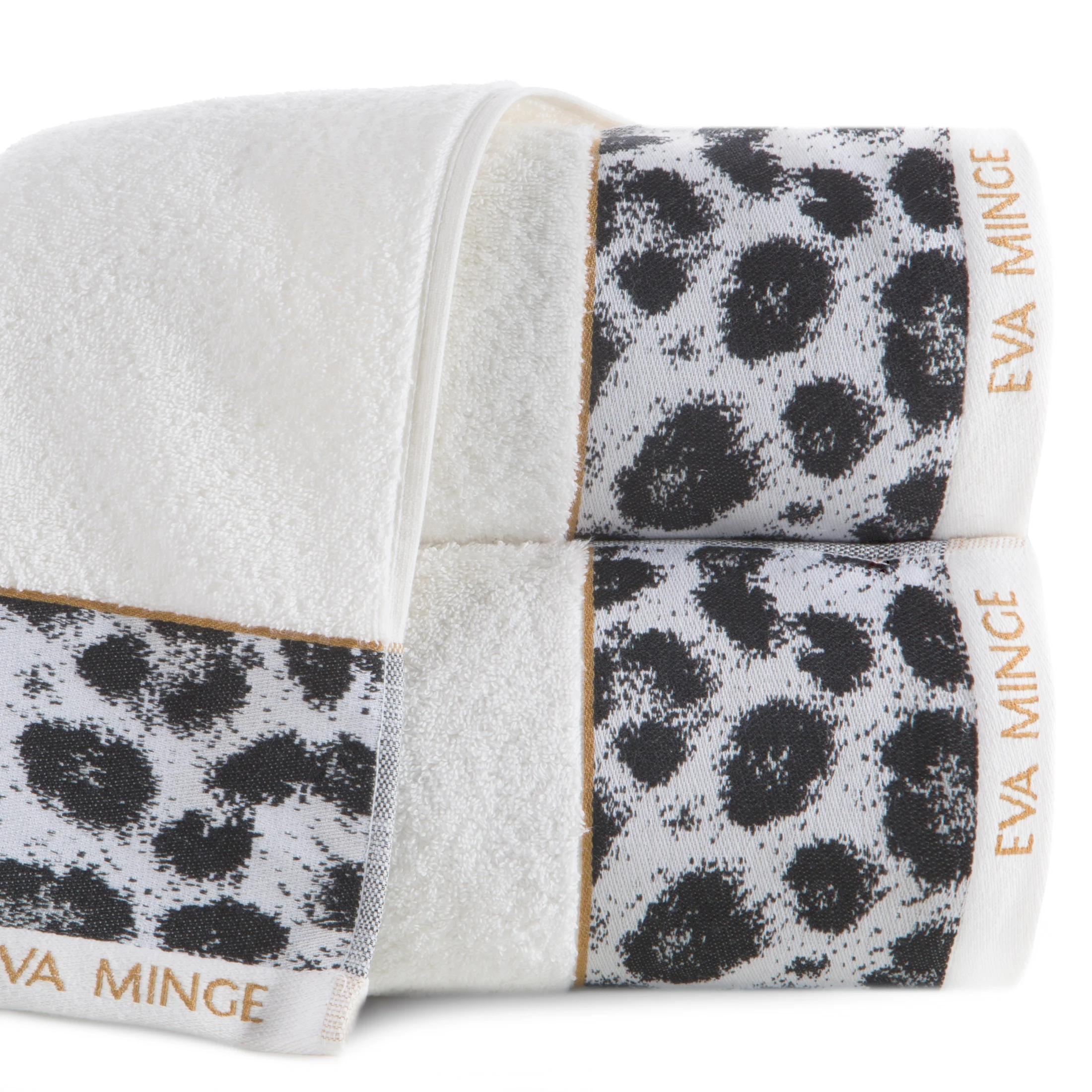 Ręcznik kąpielowy 70x140 cm bawełniany kolor kremowy,czarny z designerską bordiurą 500 g/m2 EVA 22 Eva Minge