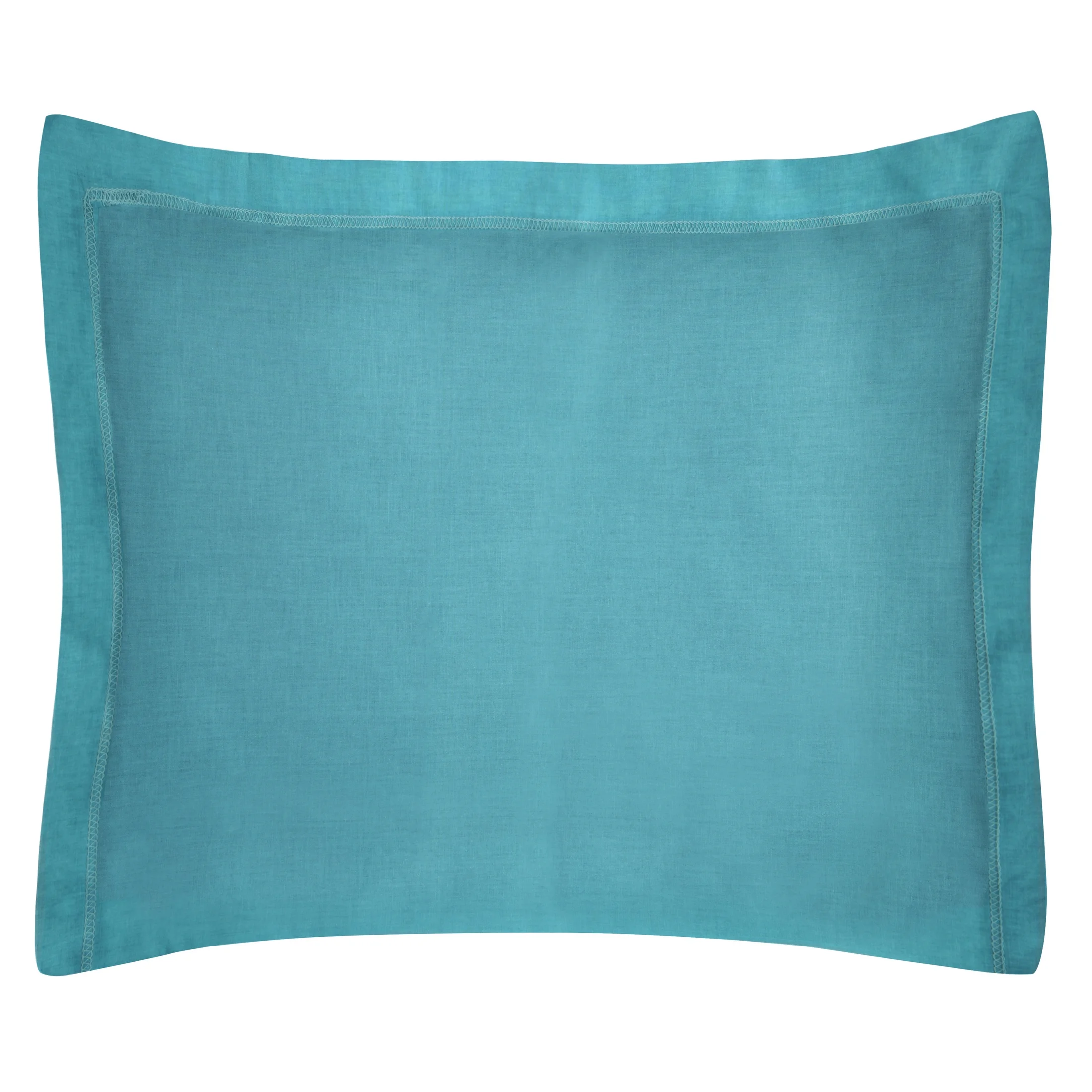 Poszewka na poduszkę 70x90 cm bawełniana turkusowa z satynowym połyskiem i ozdobną kantą NOVA COLOUR | eurofirany