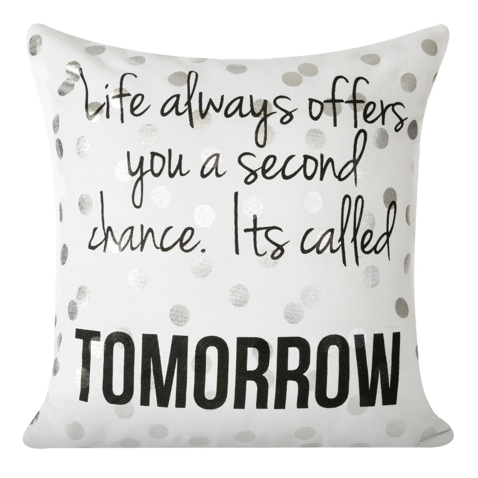 Poszewka na poduszkę 40x40 cm bawełniana, biała z srebrnym nadrukiem ESSIE | eurofirany