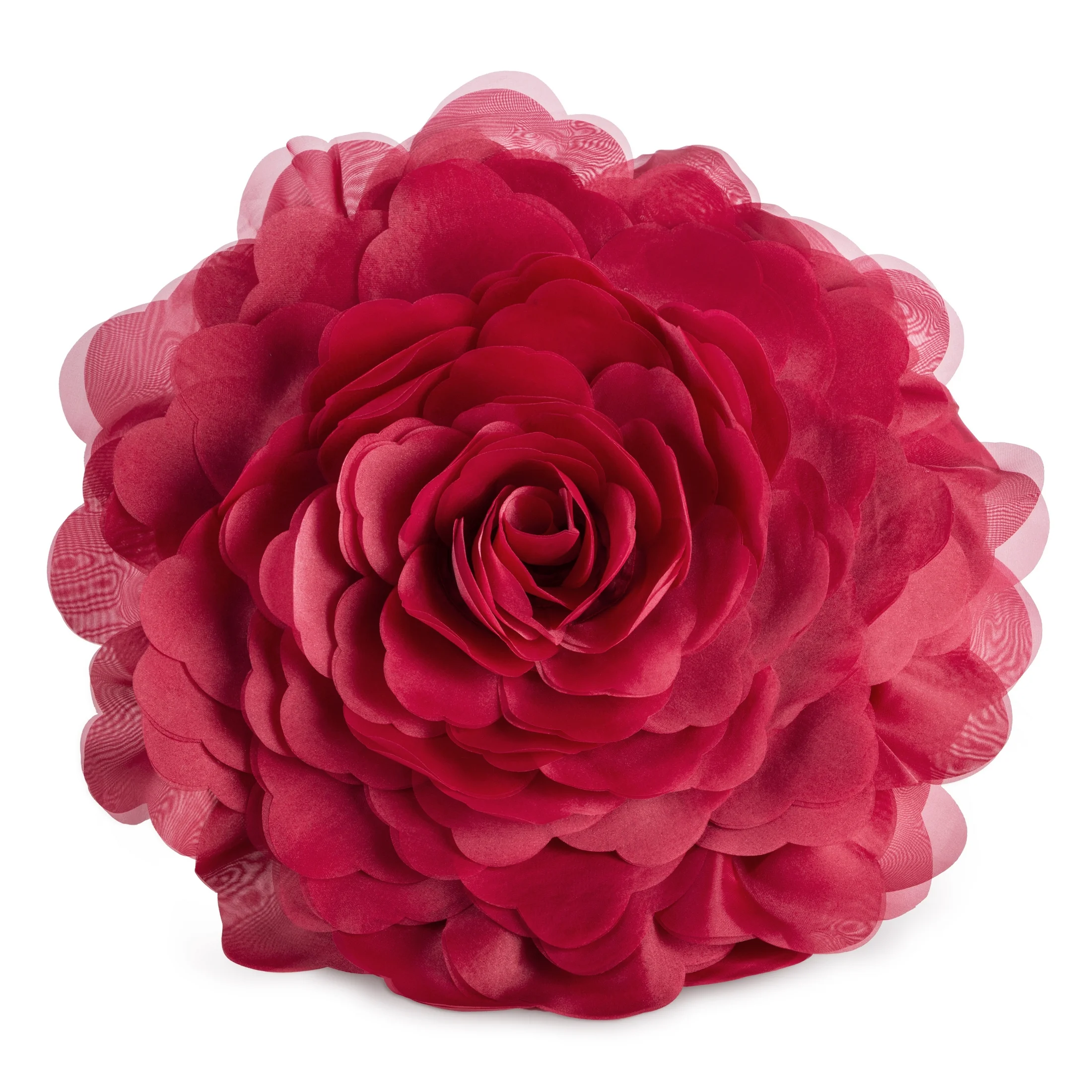 Okrągła poszewka o średnicy 40 cm bordowa z ozdobnym kwiatem 3D FLORES 6 | eurofirany