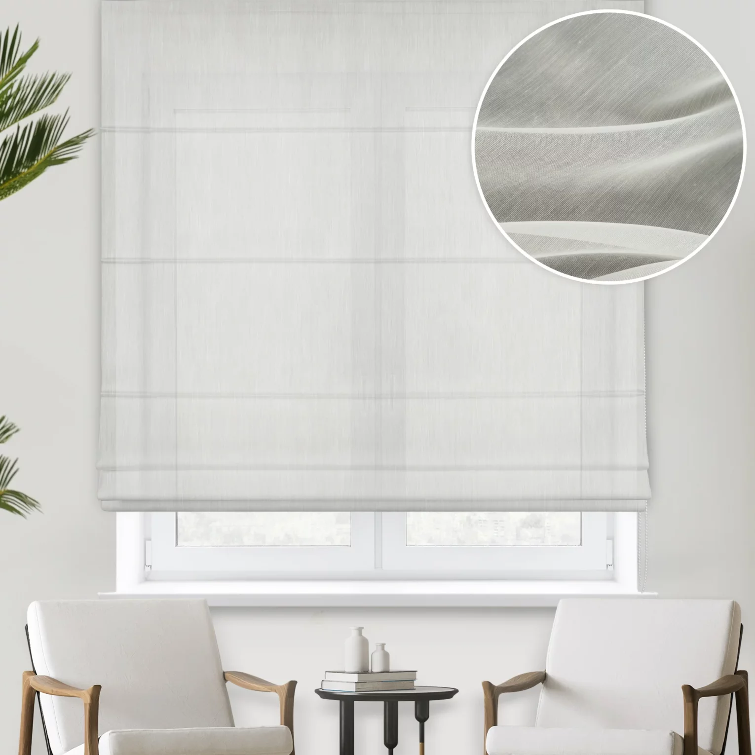 Roleta rzymska naturalna z delikatnej batystowej tkaniny