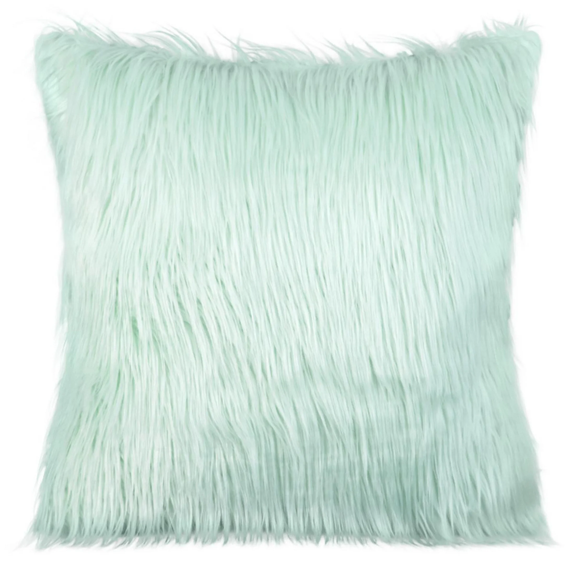 Poszewka na poduszkę 55x55 cm jasnomiętowa z miękkiego futerka | eurofirany