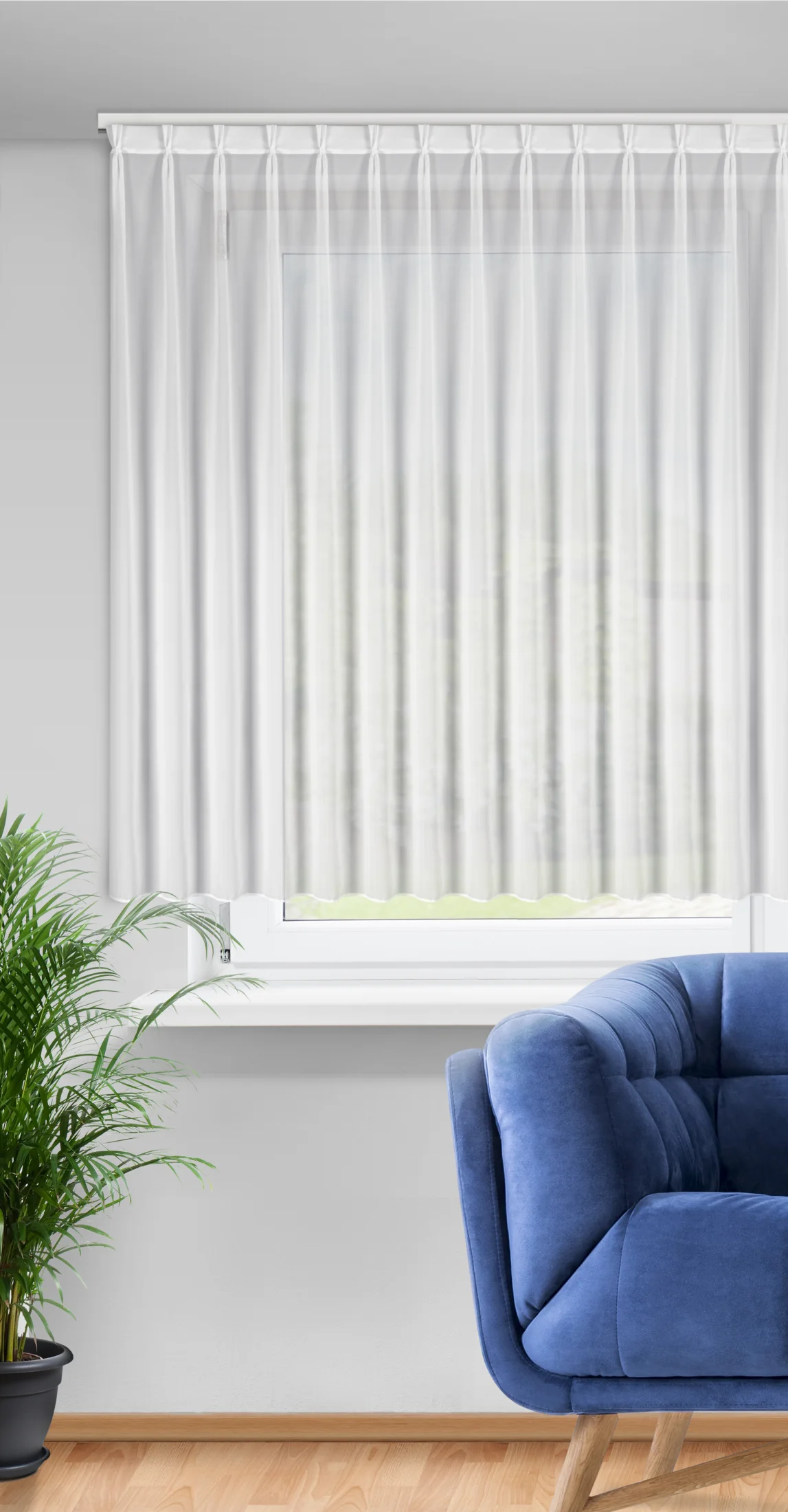 Firana biała z szyfonu 230x170 cm (wymiar podany na gotowo) systemem flex - RUBY