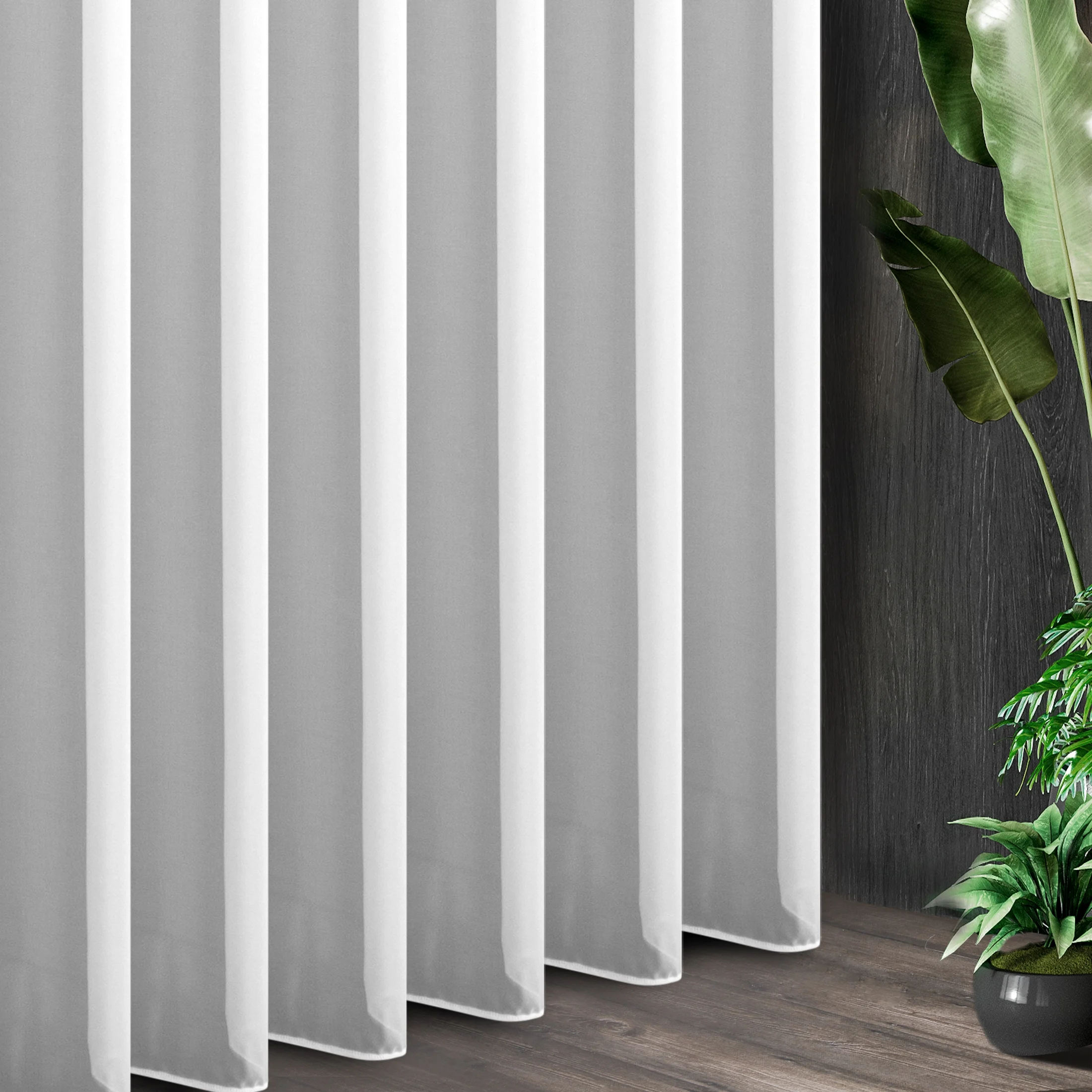 Tkanina firanowa lekki woal w stylu eko o niestandardowej wysokości 360 cm zakończona obciążnikiem