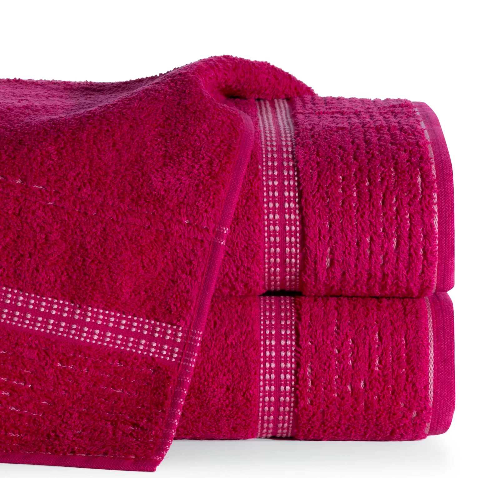Ręcznik kąpielowy 50x90 cm bawełniany kolor amarantowy z bordiurą w paseczki 450 g/m2 TAYLOR Ella Line