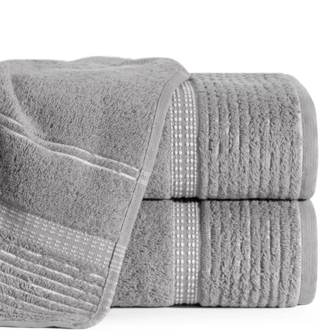 Ręcznik kąpielowy 50x90 cm bawełniany kolor stalowy z bordiurą w paseczki 450 g/m2 TAYLOR Ella Line