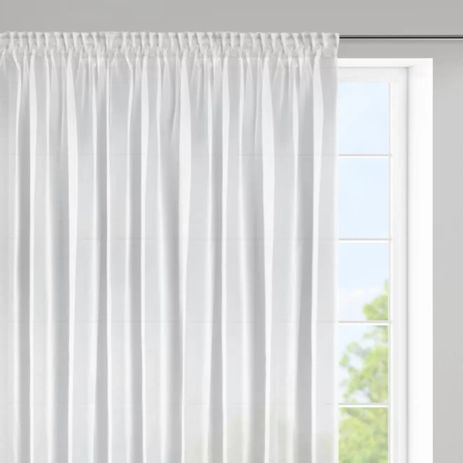 Firana biała z lekkiej i błyszczącej tkaniny 350x150 cm taśma ESEL ELLA LINE
