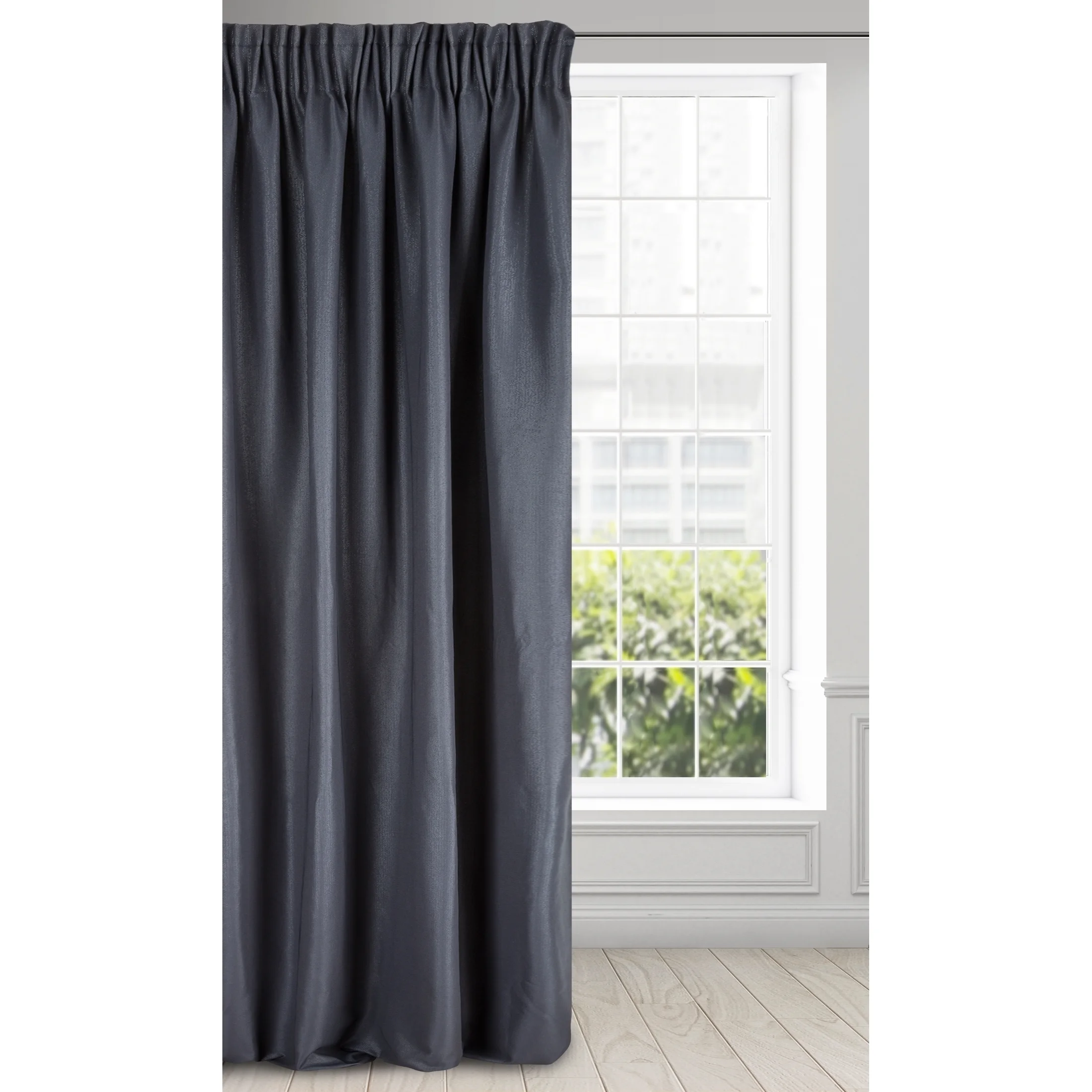 Zasłona granatowa z błyszczącym splotem 140x270 cm taśma - ESSME