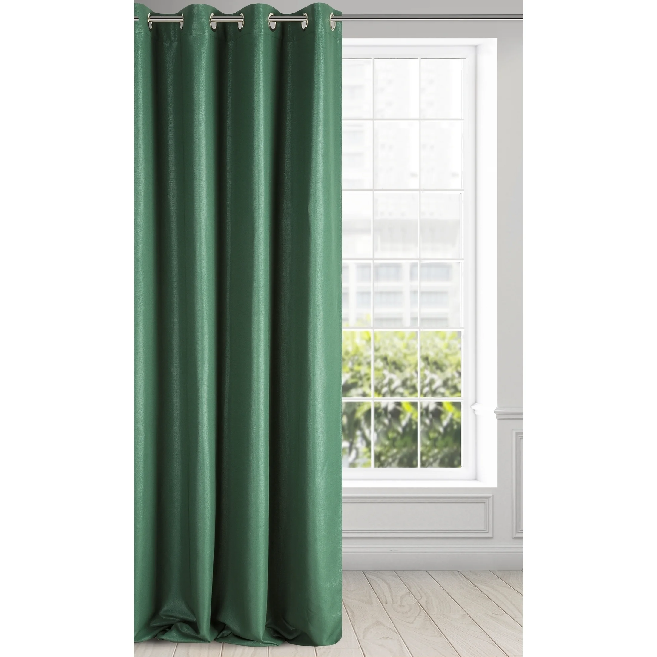 Zasłona zielona z błyszczącym splotem 140x250 cm przelotka - ESSME