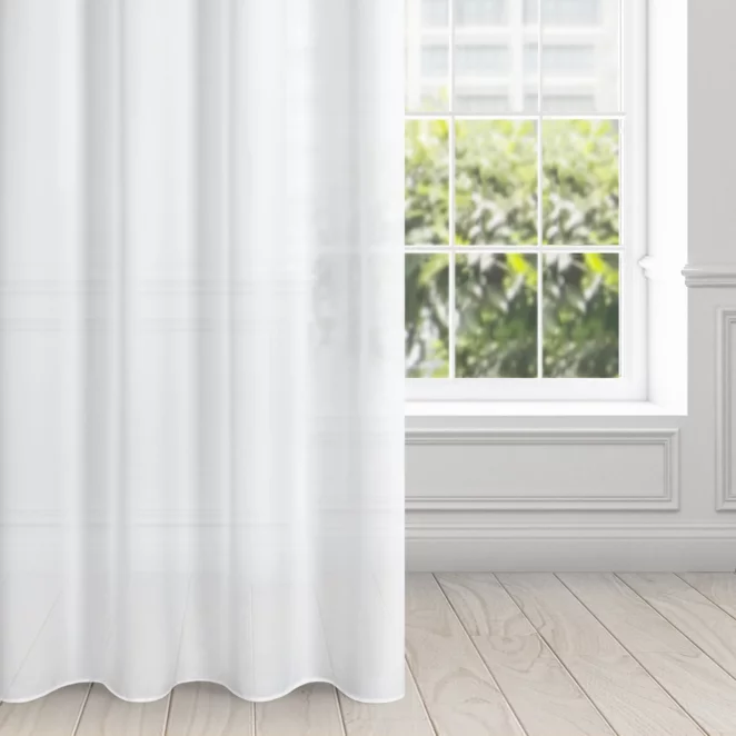 Firana biała z gładkiej matowej żorżety 140x250 cm przelotka ESTEL