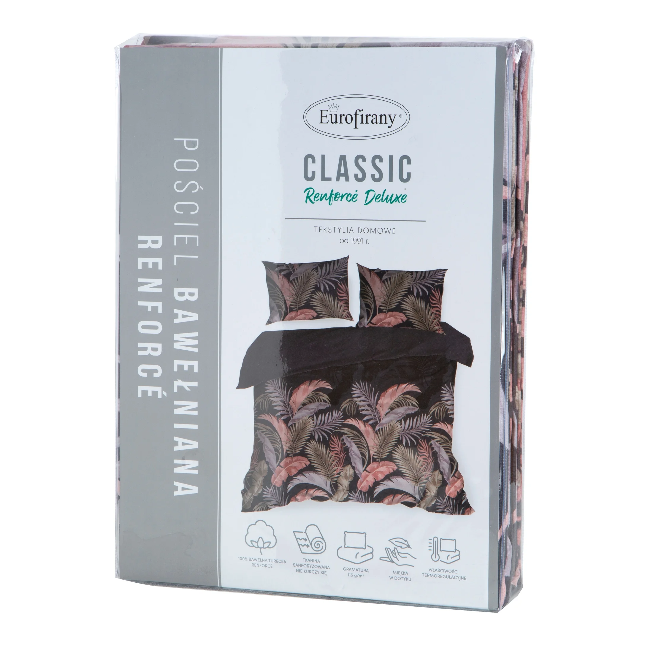EUROFIRANY CLASSIC RENFORCE DELUXE Komplet pościeli SARA 05 z wysokogatunkowej bawełny z nadrukiem egzotycznych liści