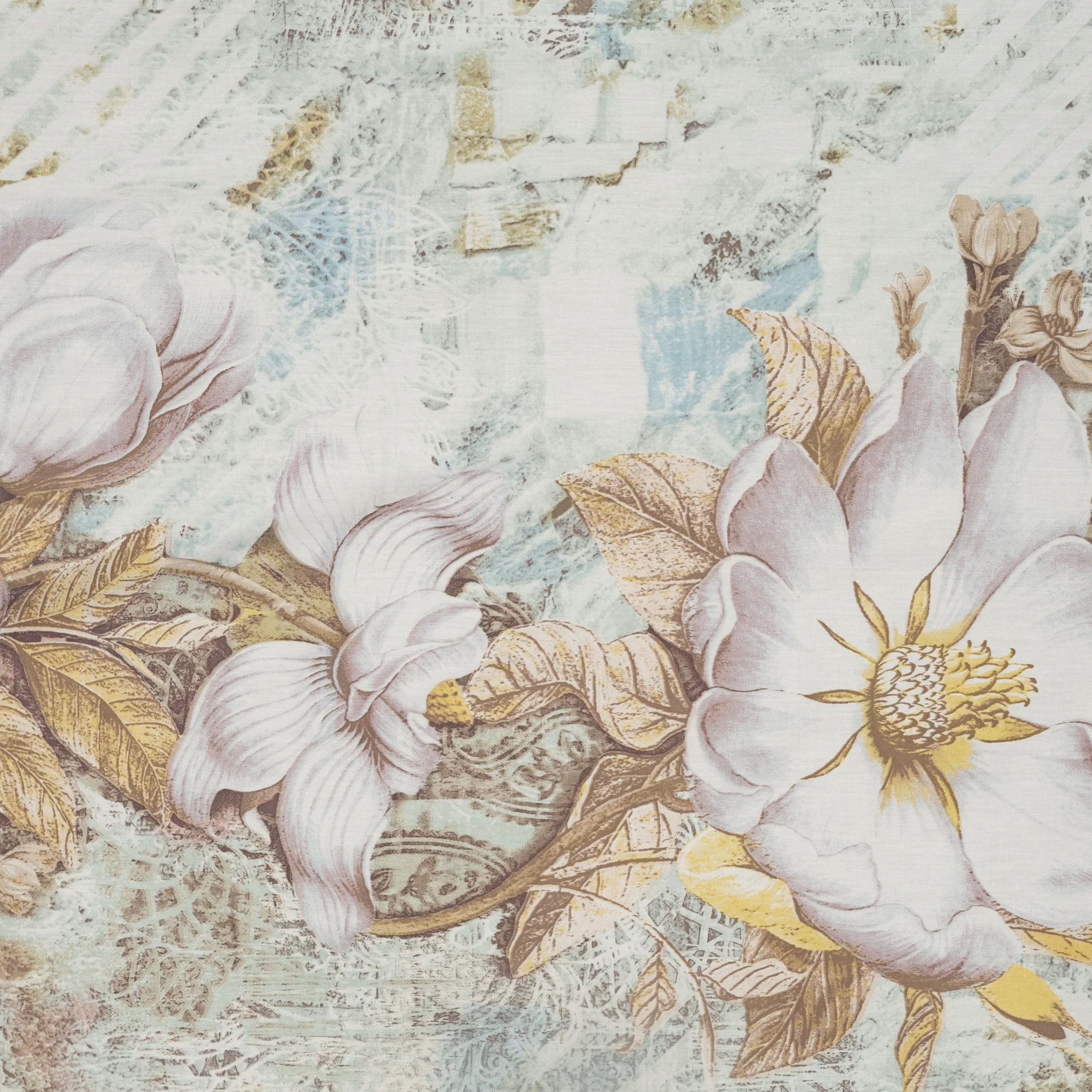 Pościel bawełniana 220x200 cm komplet 3 częściowy kolor jasnokremowy, fioletowy wzór kwiatowy SPRING 26