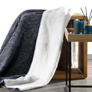 Koc bukla 150x200 cm granatowo, biały dwustronny PANDA Eurofirany Premium