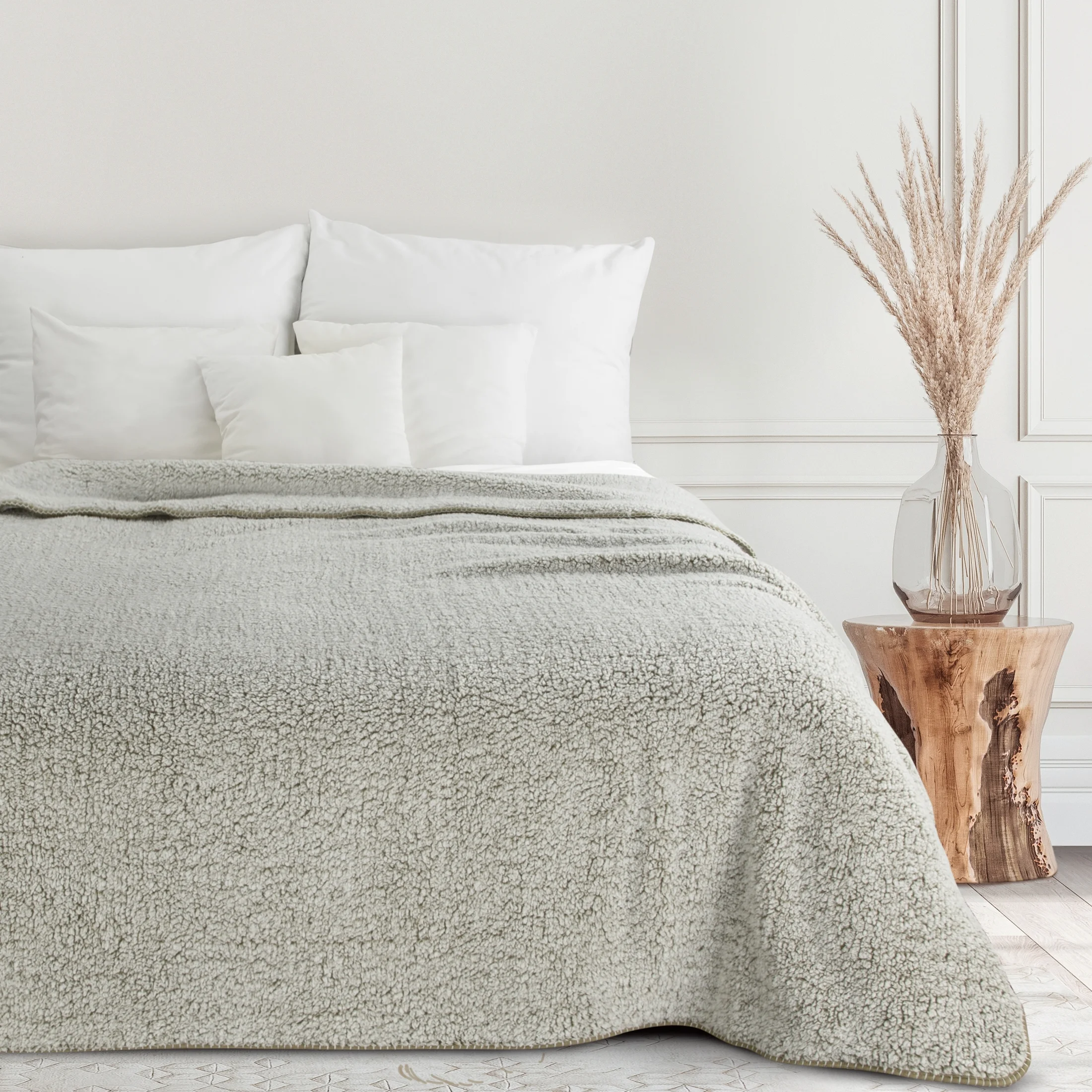 Koc bukla 170x210 cm beżowo, biały z miękkiej tkaniny KOALA Eurofirany Premium