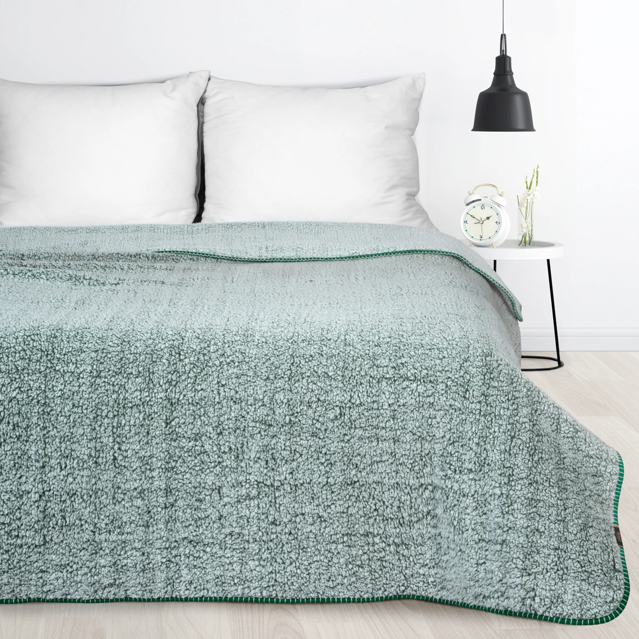 Koc bukla 170x210 cm zielono, biały z miękkiej tkaniny KOALA Eurofirany Premium